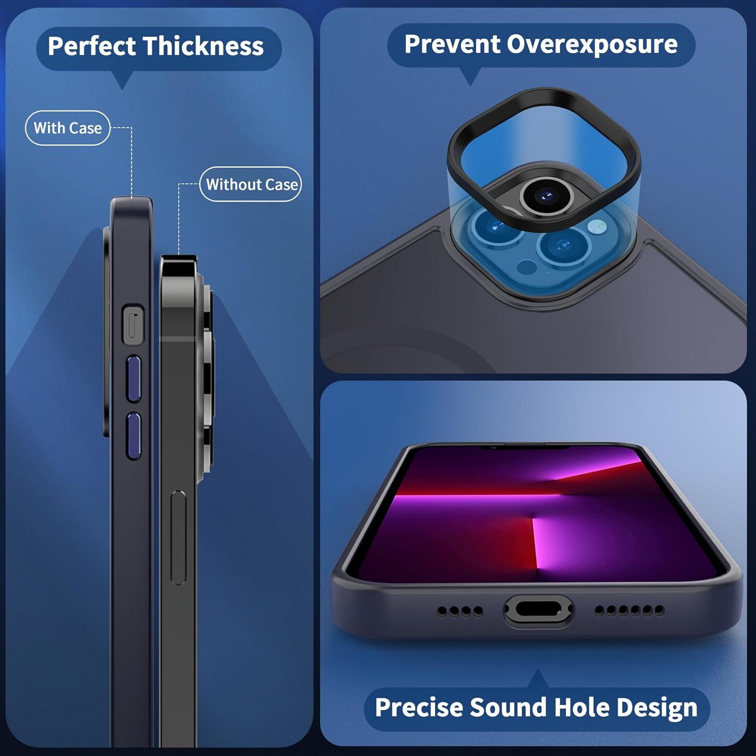 imageCACOE Magnetic Case for iPhone 16 61 inch Compatible with MagSafe Thin Slim Fit AntiFingerprint Shockproof Bumper TPU Protective Cover for Women Men GirlsMatte BlackDark Blue