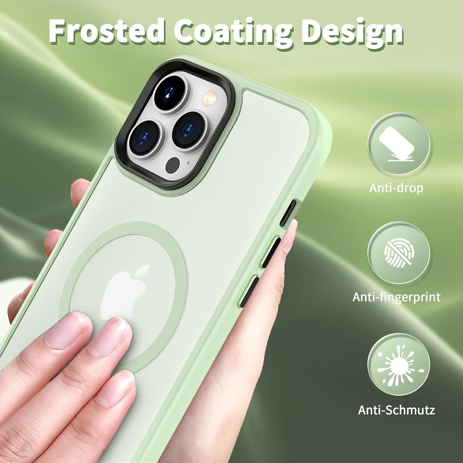 imageCACOE Magnetic Case for iPhone 16 61 inch Compatible with MagSafe Thin Slim Fit AntiFingerprint Shockproof Bumper TPU Protective Cover for Women Men GirlsMatte BlackLight Green