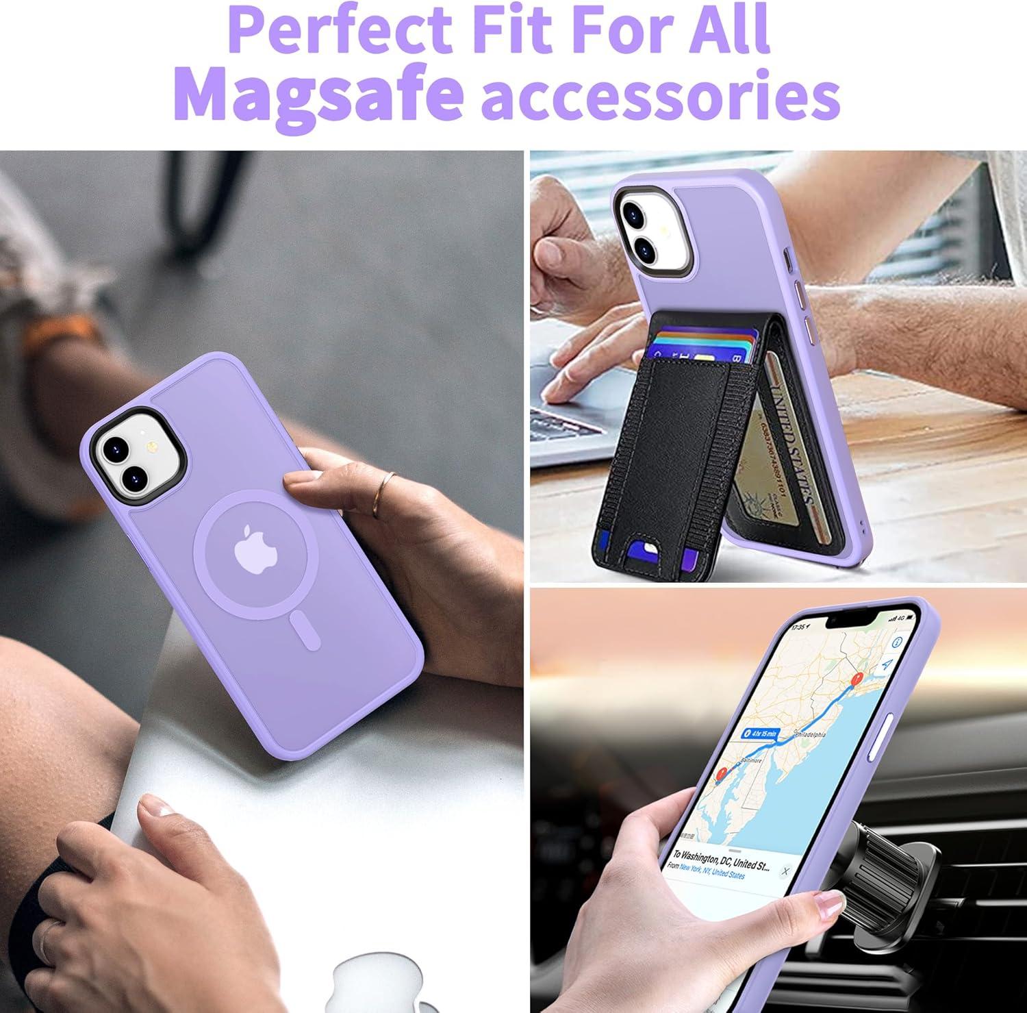 imageCACOE Magnetic Case for iPhone 16 61 inch Compatible with MagSafe Thin Slim Fit AntiFingerprint Shockproof Bumper TPU Protective Cover for Women Men GirlsMatte BlackLight Purple
