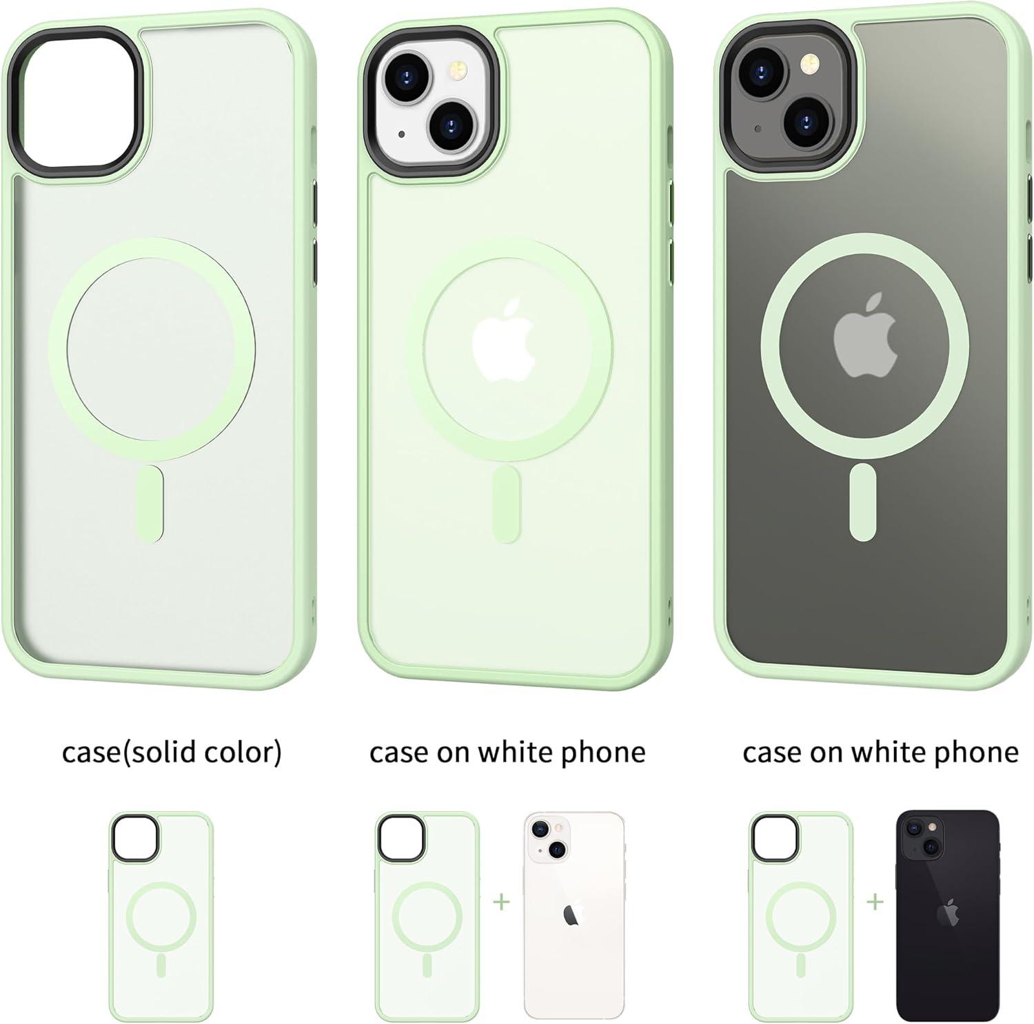 imageCACOE Magnetic Case for iPhone 16 61 inch Compatible with MagSafe Thin Slim Fit AntiFingerprint Shockproof Bumper TPU Protective Cover for Women Men GirlsMatte BlackLight Green