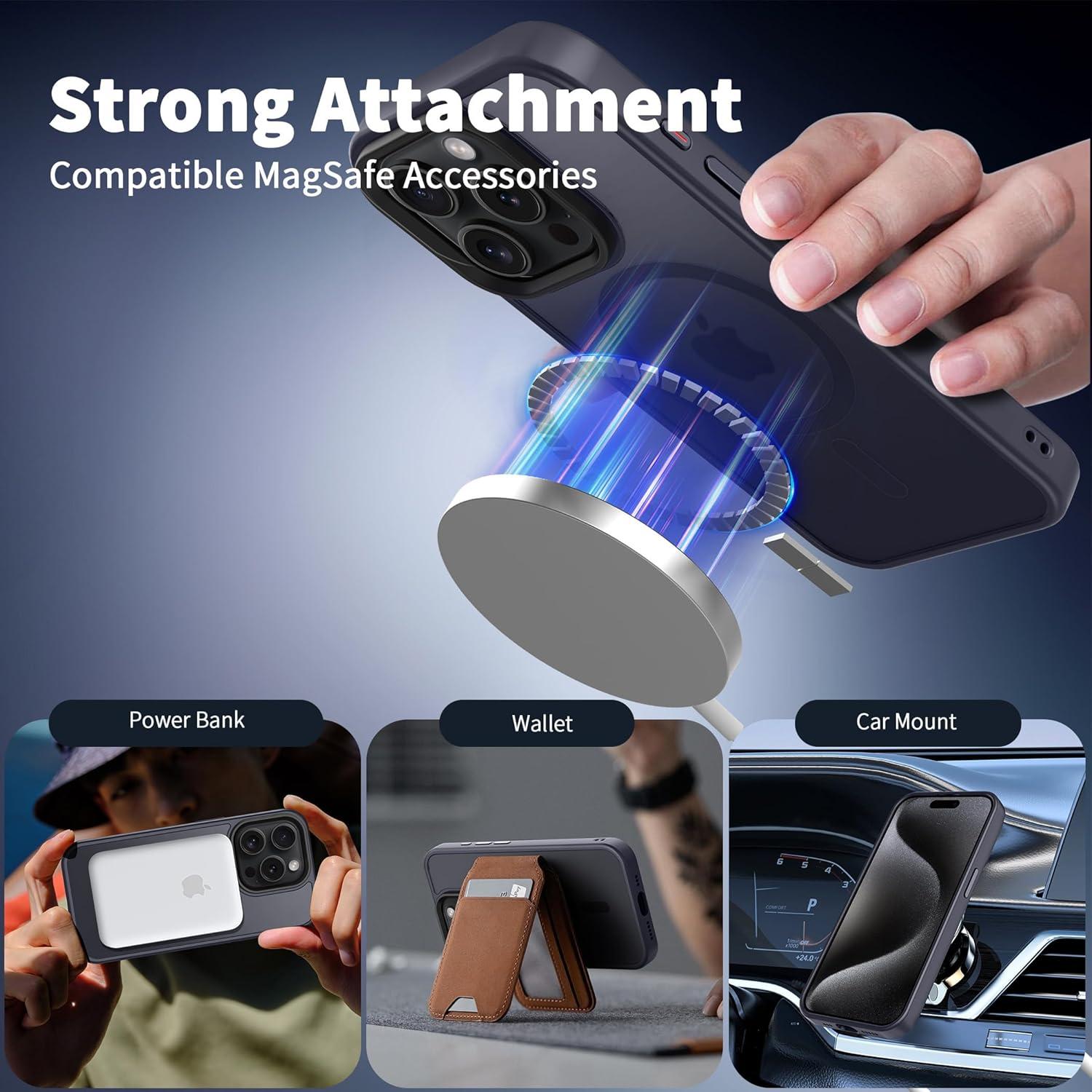 imageCACOE Magnetic Case for iPhone 16 61 inch Compatible with MagSafe Thin Slim Fit AntiFingerprint Shockproof Bumper TPU Protective Cover for Women Men GirlsMatte BlackDark Blue