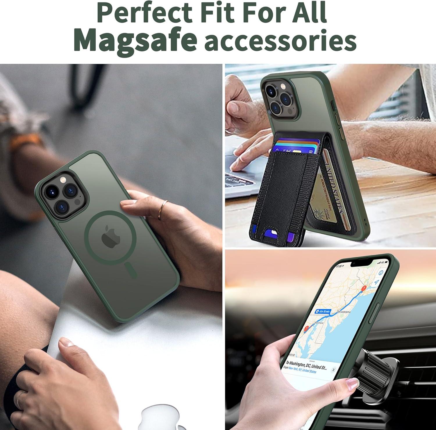 imageCACOE Magnetic Case for iPhone 16 61 inch Compatible with MagSafe Thin Slim Fit AntiFingerprint Shockproof Bumper TPU Protective Cover for Women Men GirlsMatte BlackDark Green