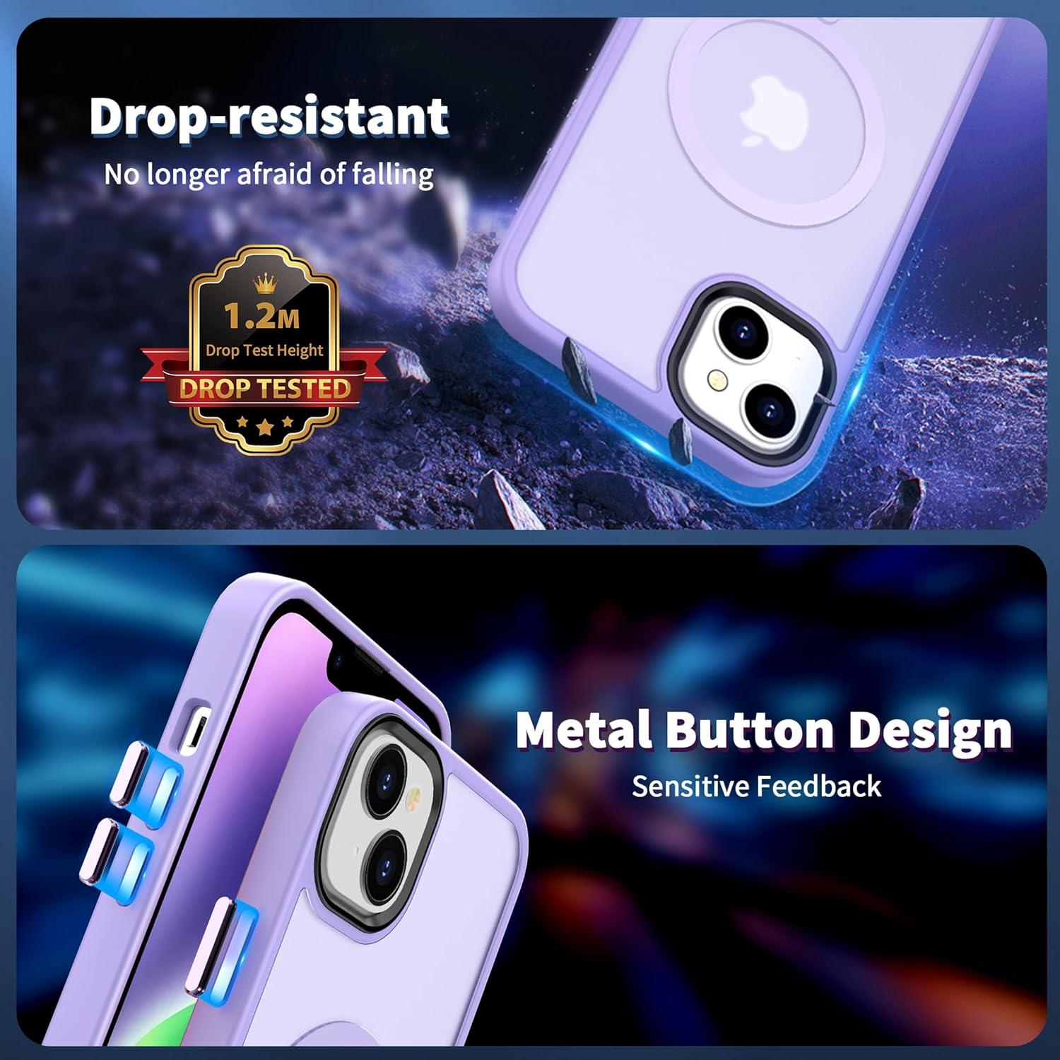 imageCACOE Magnetic Case for iPhone 16 61 inch Compatible with MagSafe Thin Slim Fit AntiFingerprint Shockproof Bumper TPU Protective Cover for Women Men GirlsMatte BlackLight Purple