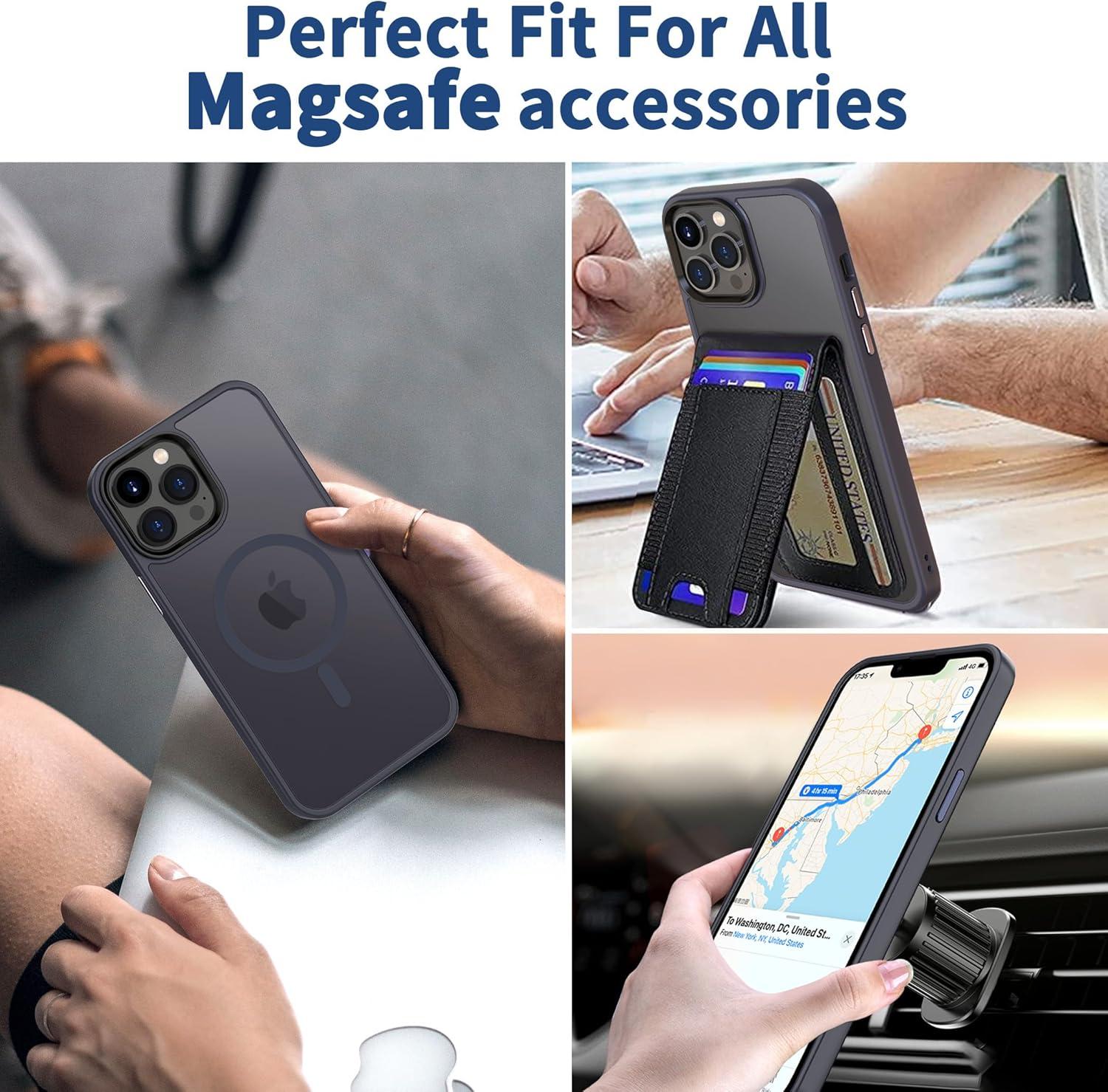 imageCACOE Magnetic Case for iPhone 16 61 inch Compatible with MagSafe Thin Slim Fit AntiFingerprint Shockproof Bumper TPU Protective Cover for Women Men GirlsMatte BlackDark Blue