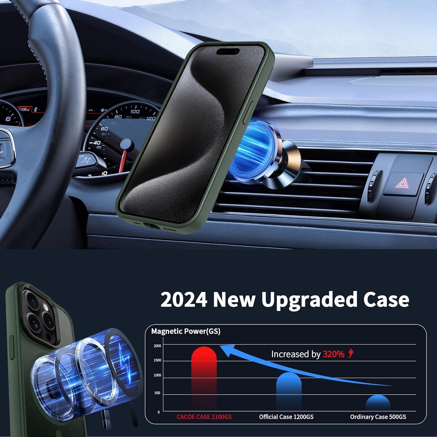 imageCACOE Magnetic Case for iPhone 16 61 inch Compatible with MagSafe Thin Slim Fit AntiFingerprint Shockproof Bumper TPU Protective Cover for Women Men GirlsMatte BlackDark Green