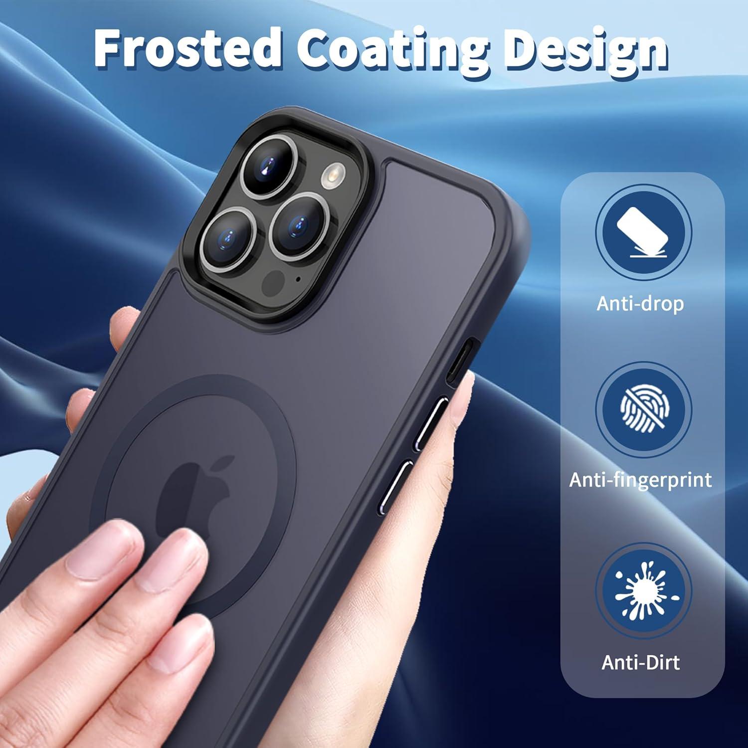 imageCACOE Magnetic Case for iPhone 16 61 inch Compatible with MagSafe Thin Slim Fit AntiFingerprint Shockproof Bumper TPU Protective Cover for Women Men GirlsMatte BlackDark Blue