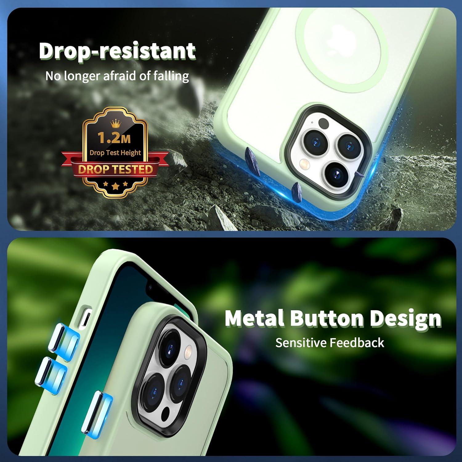 imageCACOE Magnetic Case for iPhone 16 61 inch Compatible with MagSafe Thin Slim Fit AntiFingerprint Shockproof Bumper TPU Protective Cover for Women Men GirlsMatte BlackLight Green