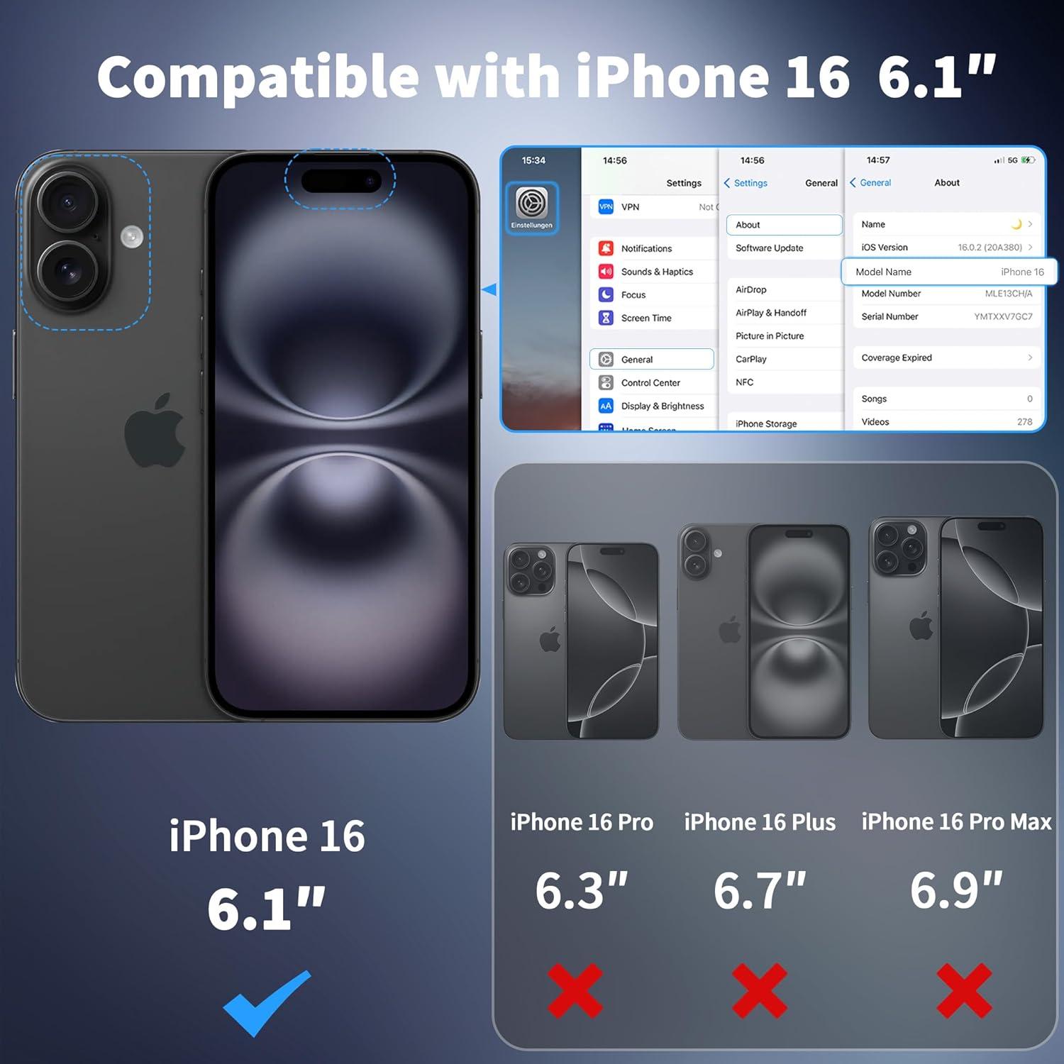 imageCACOE Magnetic Case for iPhone 16 61 inch Compatible with MagSafe Thin Slim Fit AntiFingerprint Shockproof Bumper TPU Protective Cover for Women Men GirlsMatte BlackDark Blue