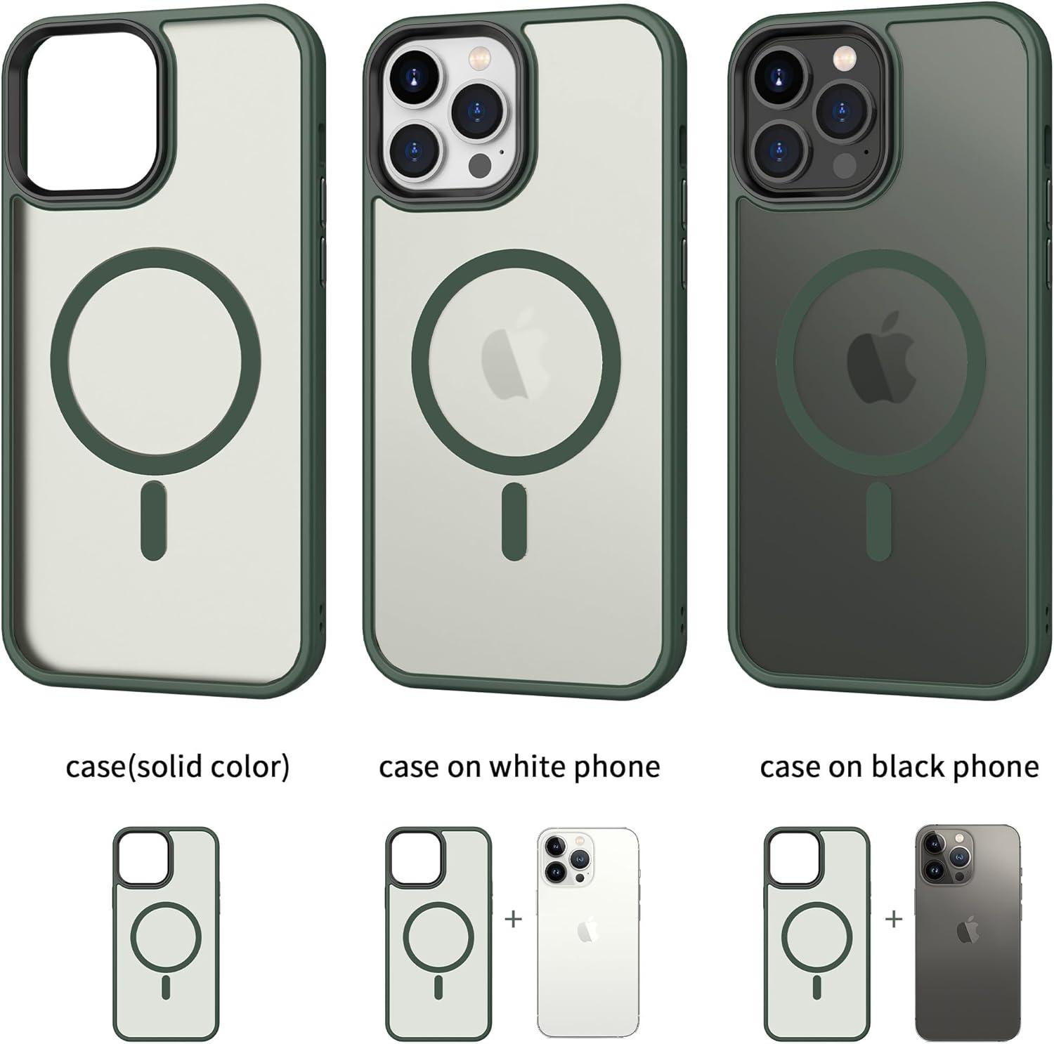 imageCACOE Magnetic Case for iPhone 16 61 inch Compatible with MagSafe Thin Slim Fit AntiFingerprint Shockproof Bumper TPU Protective Cover for Women Men GirlsMatte BlackDark Green