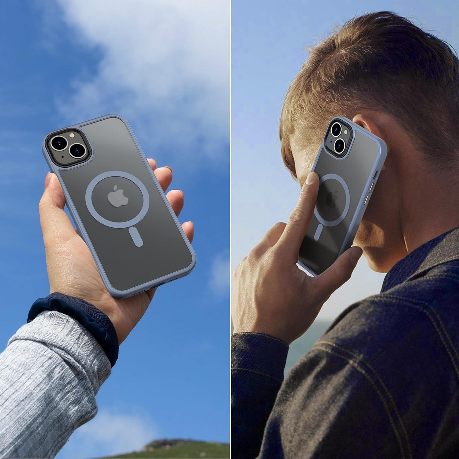 imageCACOE Magnetic Case for iPhone 16 61 inch Compatible with MagSafe Thin Slim Fit AntiFingerprint Shockproof Bumper TPU Protective Cover for Women Men GirlsMatte BlackLight Blue