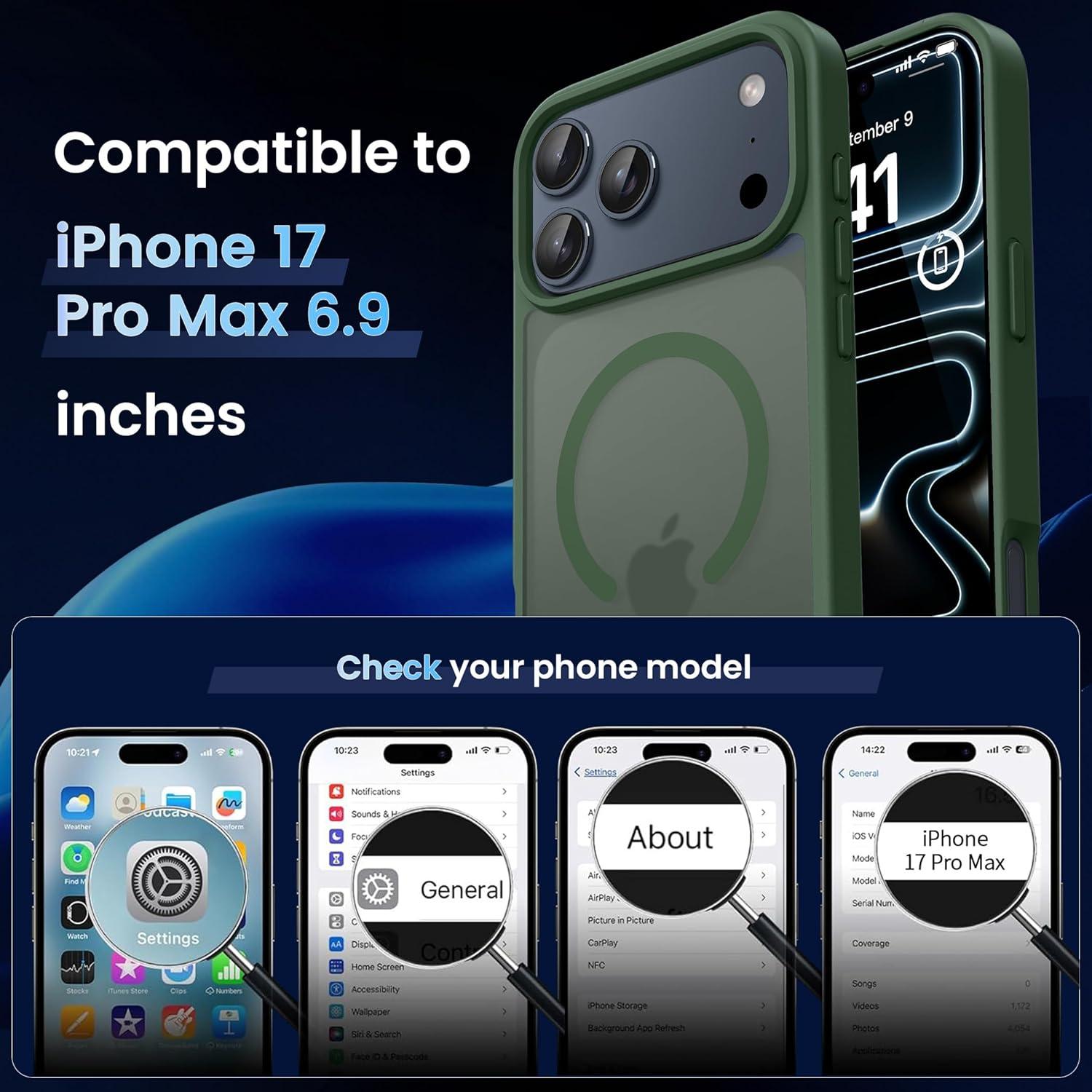 imageCACOE Magnetic Case for iPhone 16 61 inch Compatible with MagSafe Thin Slim Fit AntiFingerprint Shockproof Bumper TPU Protective Cover for Women Men GirlsMatte BlackDark Green