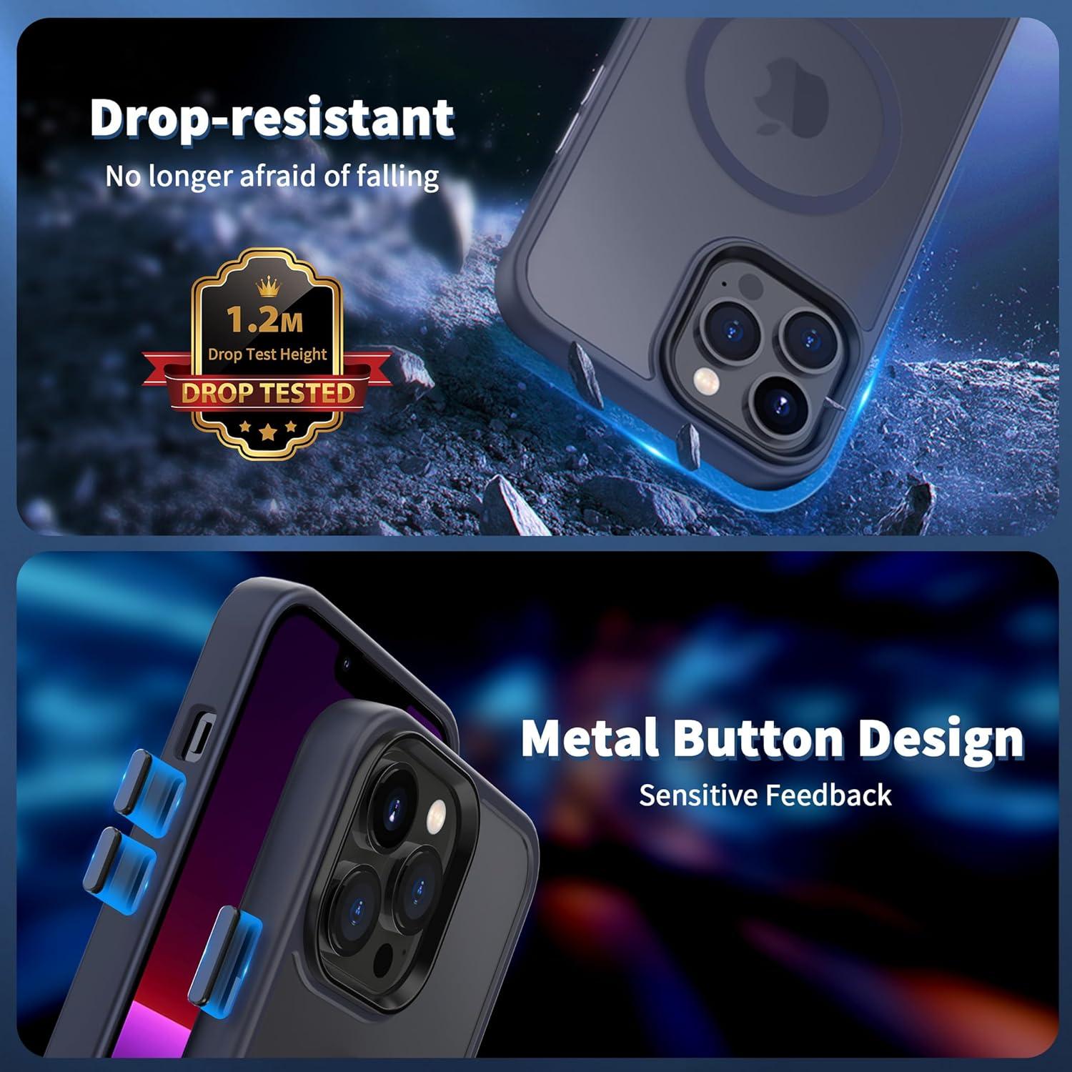 imageCACOE Magnetic Case for iPhone 16 61 inch Compatible with MagSafe Thin Slim Fit AntiFingerprint Shockproof Bumper TPU Protective Cover for Women Men GirlsMatte BlackDark Blue