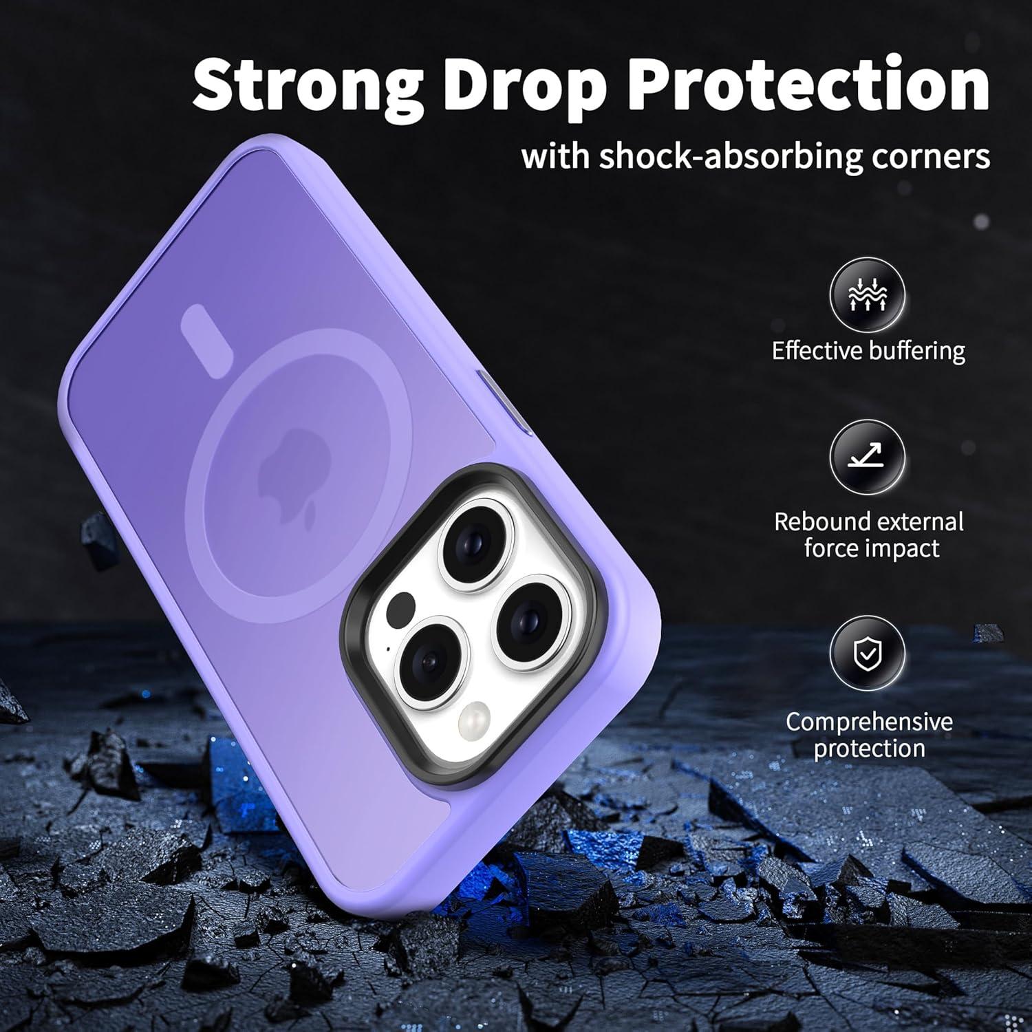 imageCACOE Magnetic Case for iPhone 16 61 inch Compatible with MagSafe Thin Slim Fit AntiFingerprint Shockproof Bumper TPU Protective Cover for Women Men GirlsMatte BlackLight Purple