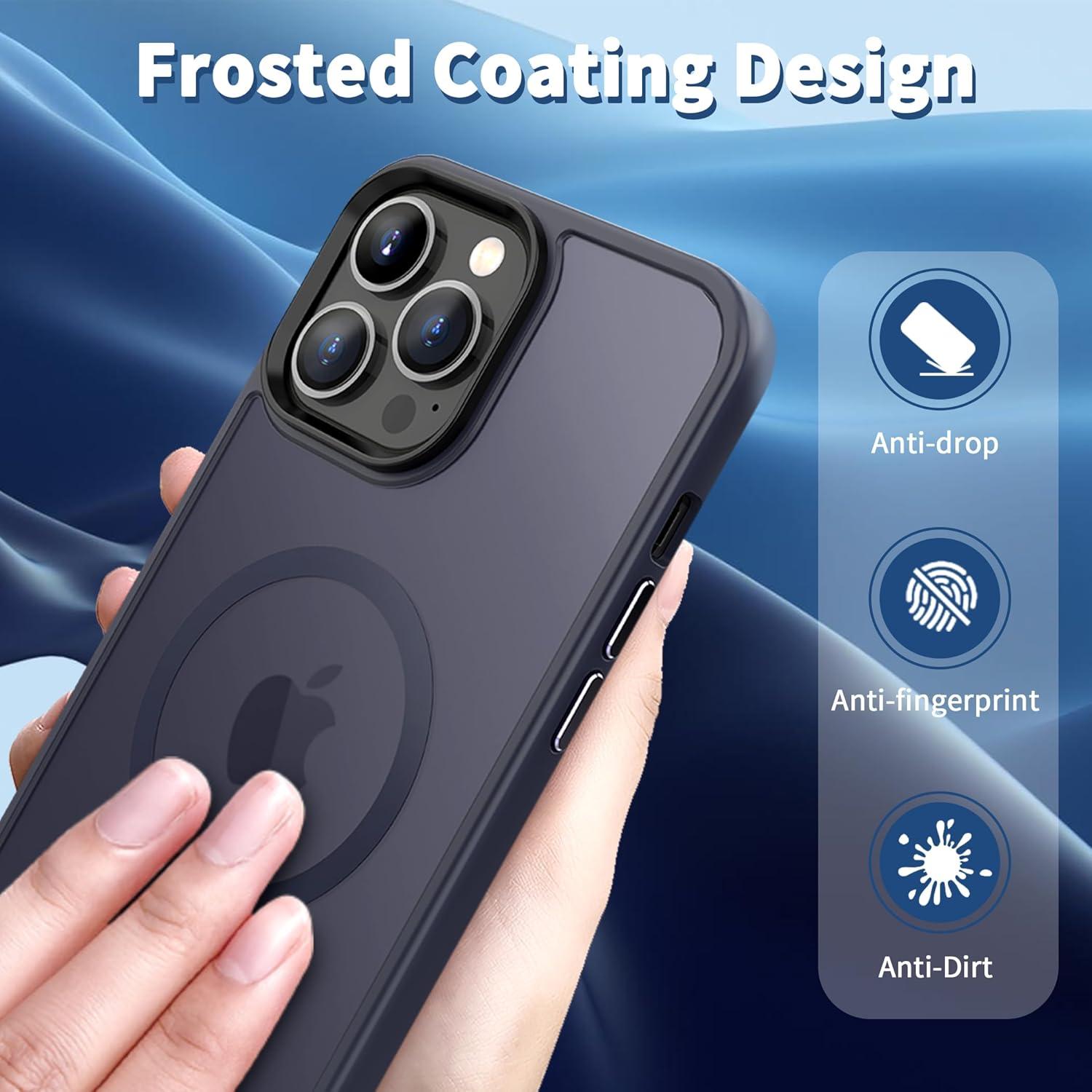 imageCACOE Magnetic Case for iPhone 16 61 inch Compatible with MagSafe Thin Slim Fit AntiFingerprint Shockproof Bumper TPU Protective Cover for Women Men GirlsMatte BlackDark Blue