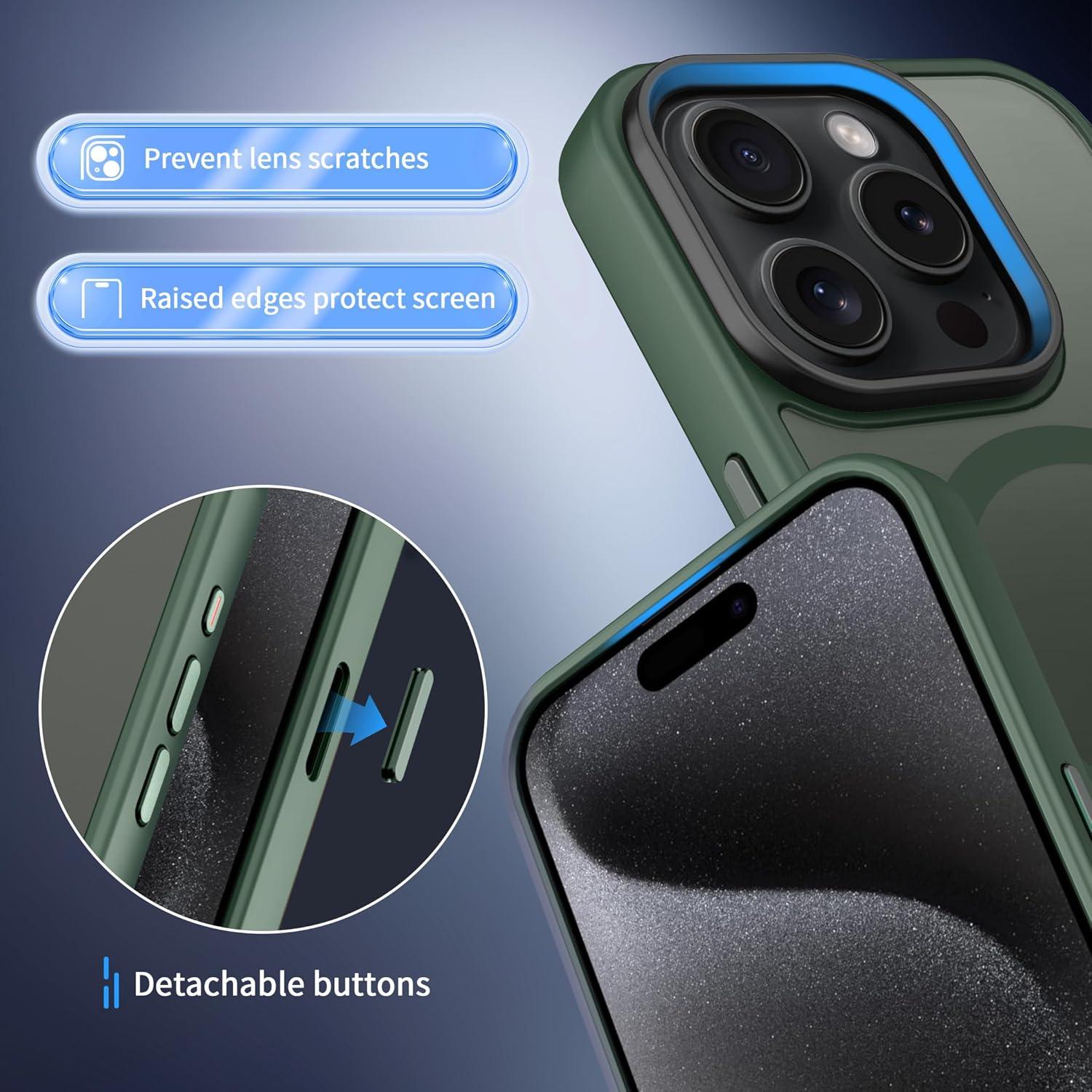 imageCACOE Magnetic Case for iPhone 16 61 inch Compatible with MagSafe Thin Slim Fit AntiFingerprint Shockproof Bumper TPU Protective Cover for Women Men GirlsMatte BlackDark Green