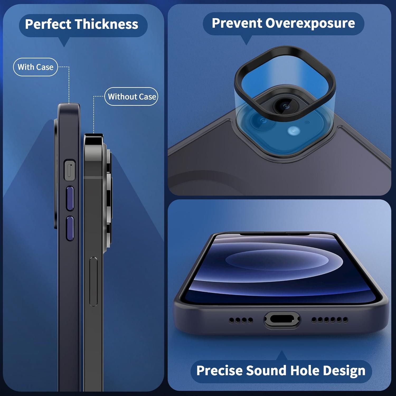 imageCACOE Magnetic Case for iPhone 16 61 inch Compatible with MagSafe Thin Slim Fit AntiFingerprint Shockproof Bumper TPU Protective Cover for Women Men GirlsMatte BlackDark Blue