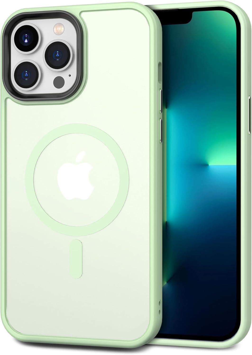 imageCACOE Magnetic Case for iPhone 16 61 inch Compatible with MagSafe Thin Slim Fit AntiFingerprint Shockproof Bumper TPU Protective Cover for Women Men GirlsMatte BlackLight Green