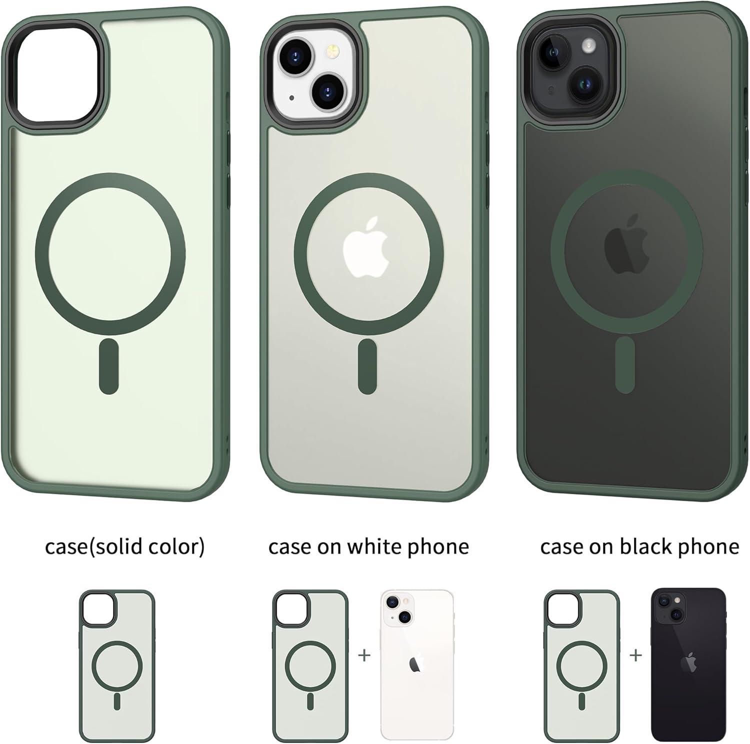 imageCACOE Magnetic Case for iPhone 16 61 inch Compatible with MagSafe Thin Slim Fit AntiFingerprint Shockproof Bumper TPU Protective Cover for Women Men GirlsMatte BlackDark Green