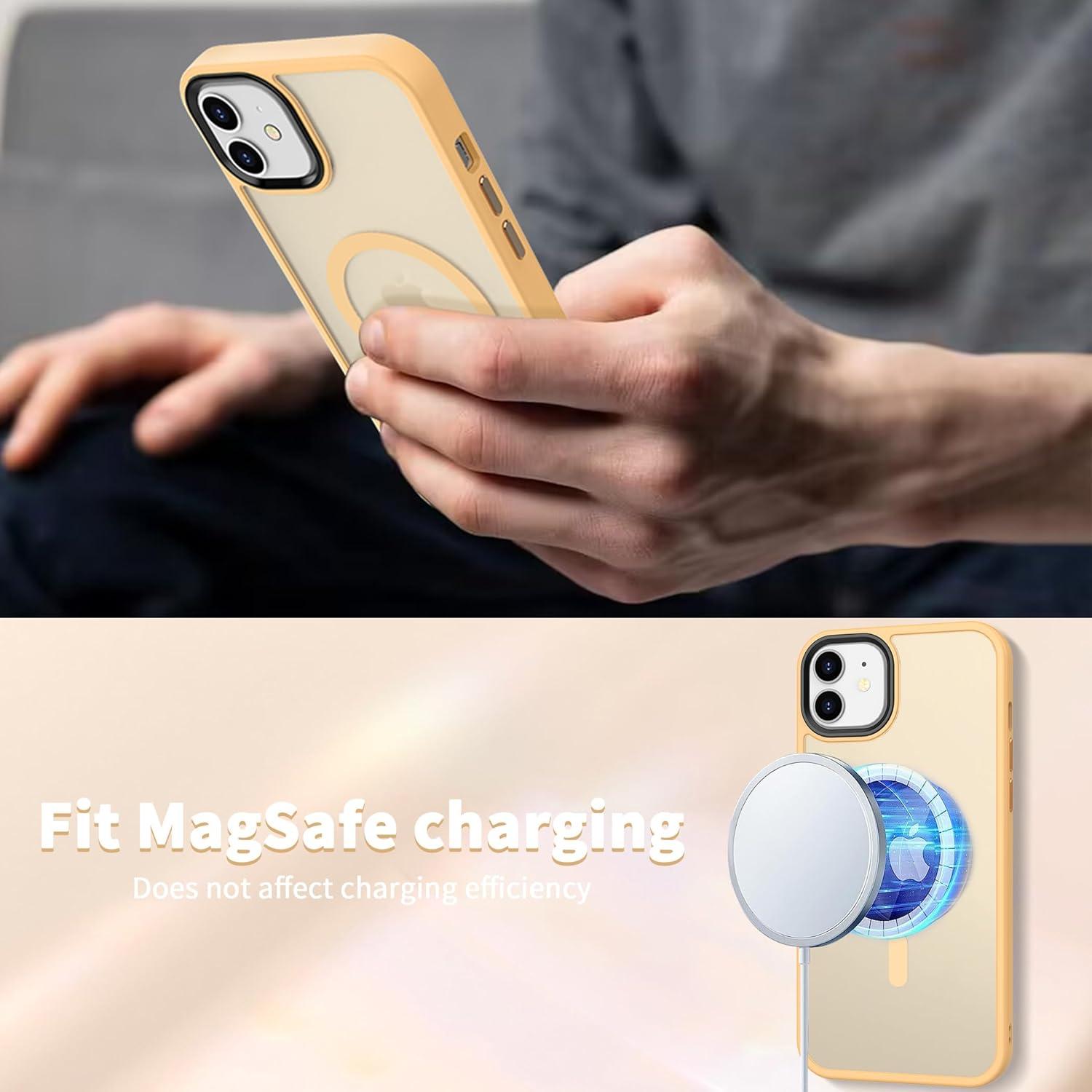 imageCACOE Magnetic Case for iPhone 16 61 inch Compatible with MagSafe Thin Slim Fit AntiFingerprint Shockproof Bumper TPU Protective Cover for Women Men GirlsMatte BlackYellow