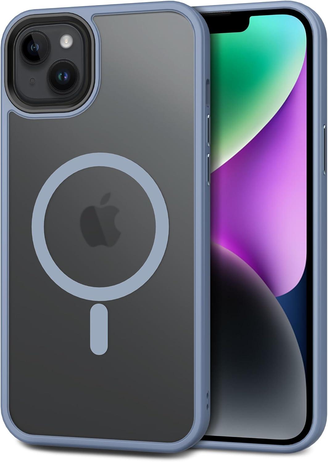 imageCACOE Magnetic Case for iPhone 16 61 inch Compatible with MagSafe Thin Slim Fit AntiFingerprint Shockproof Bumper TPU Protective Cover for Women Men GirlsMatte BlackLight Blue