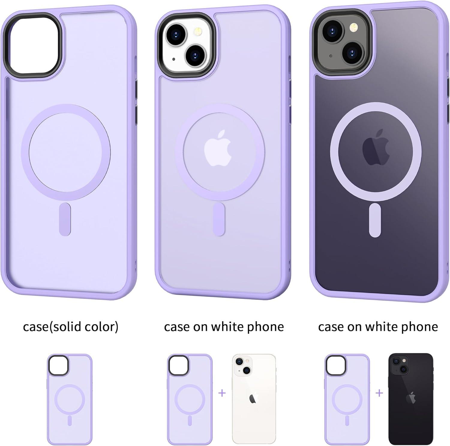 imageCACOE Magnetic Case for iPhone 16 61 inch Compatible with MagSafe Thin Slim Fit AntiFingerprint Shockproof Bumper TPU Protective Cover for Women Men GirlsMatte BlackLight Purple