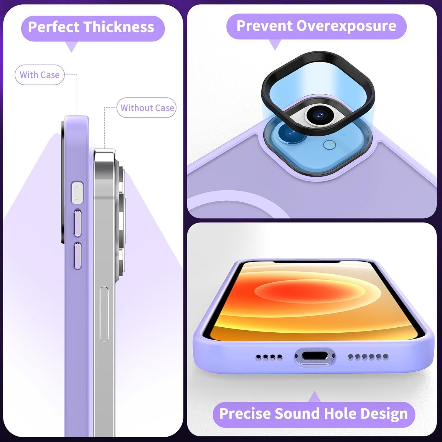 imageCACOE Magnetic Case for iPhone 16 61 inch Compatible with MagSafe Thin Slim Fit AntiFingerprint Shockproof Bumper TPU Protective Cover for Women Men GirlsMatte BlackLight Purple