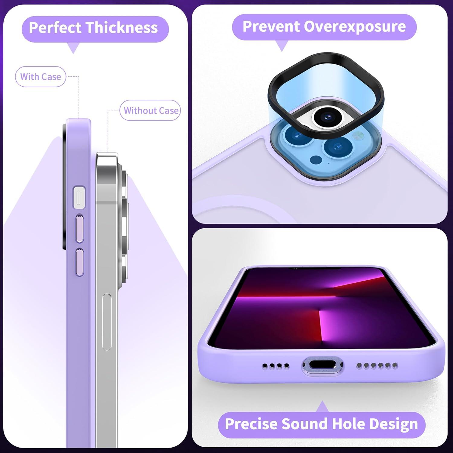 imageCACOE Magnetic Case for iPhone 16 61 inch Compatible with MagSafe Thin Slim Fit AntiFingerprint Shockproof Bumper TPU Protective Cover for Women Men GirlsMatte BlackLight Purple