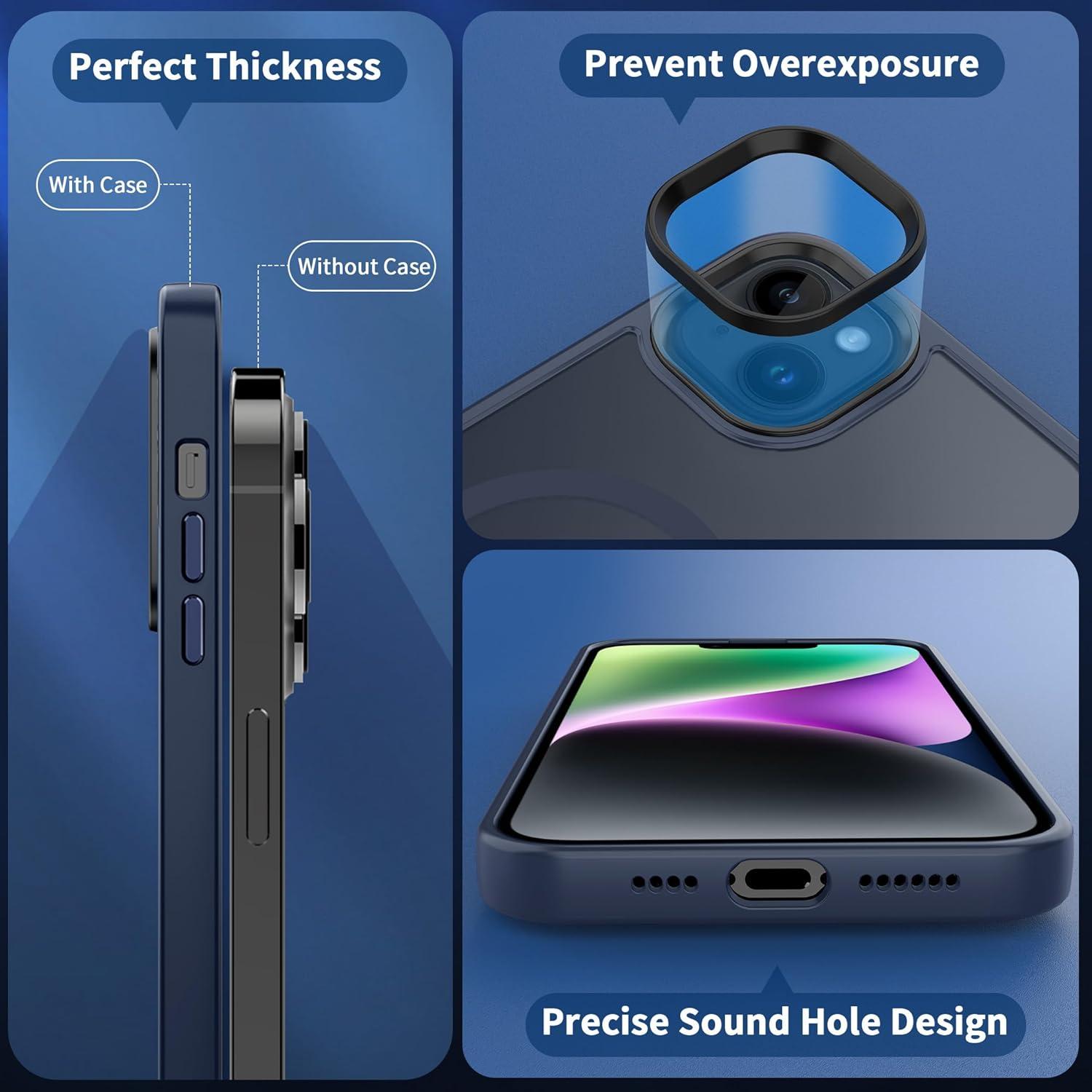 imageCACOE Magnetic Case for iPhone 16 61 inch Compatible with MagSafe Thin Slim Fit AntiFingerprint Shockproof Bumper TPU Protective Cover for Women Men GirlsMatte BlackDark Blue