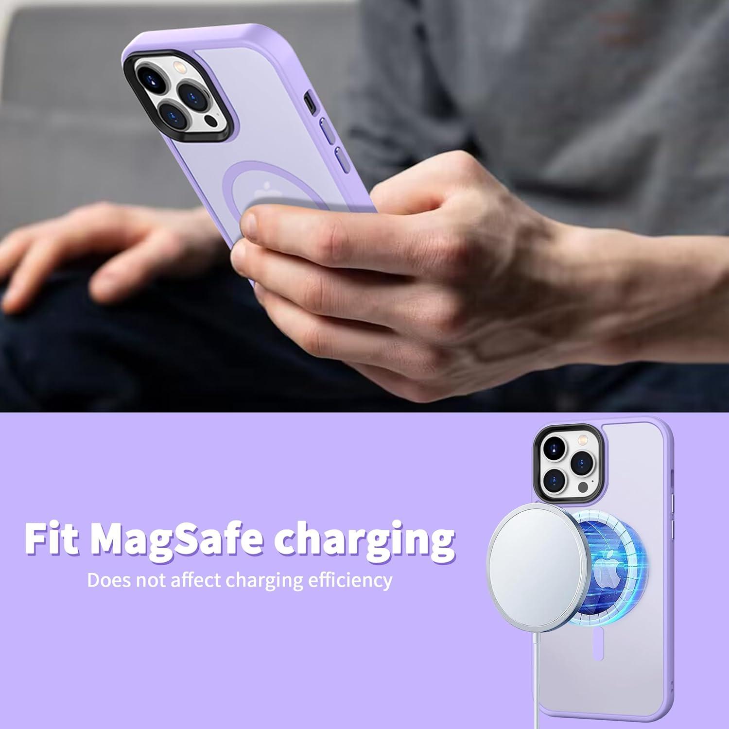 imageCACOE Magnetic Case for iPhone 16 61 inch Compatible with MagSafe Thin Slim Fit AntiFingerprint Shockproof Bumper TPU Protective Cover for Women Men GirlsMatte BlackLight Purple