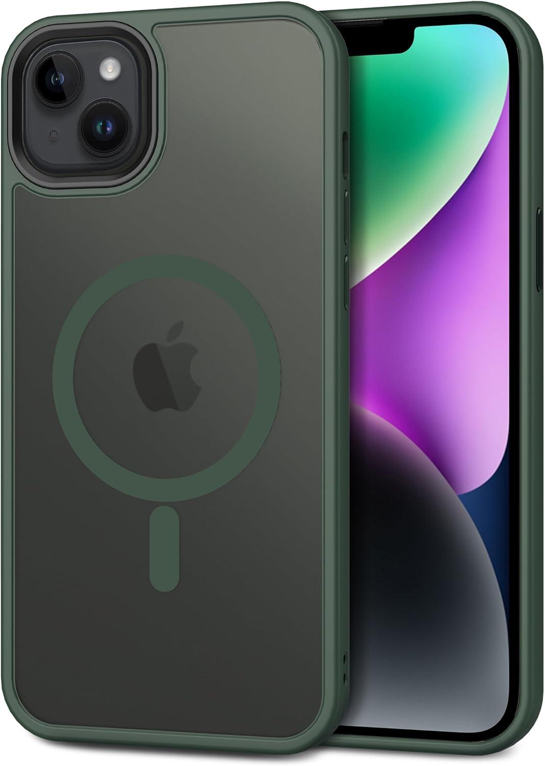 imageCACOE Magnetic Case for iPhone 16 61 inch Compatible with MagSafe Thin Slim Fit AntiFingerprint Shockproof Bumper TPU Protective Cover for Women Men GirlsMatte BlackDark Green