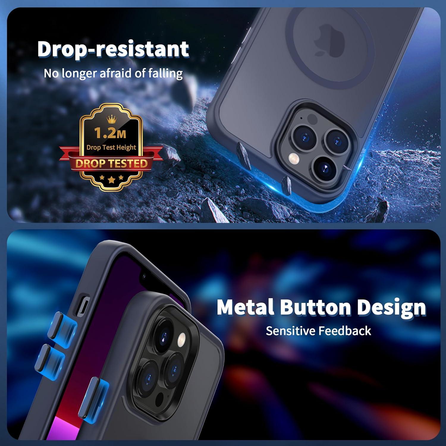 imageCACOE Magnetic Case for iPhone 16 61 inch Compatible with MagSafe Thin Slim Fit AntiFingerprint Shockproof Bumper TPU Protective Cover for Women Men GirlsMatte BlackDark Blue