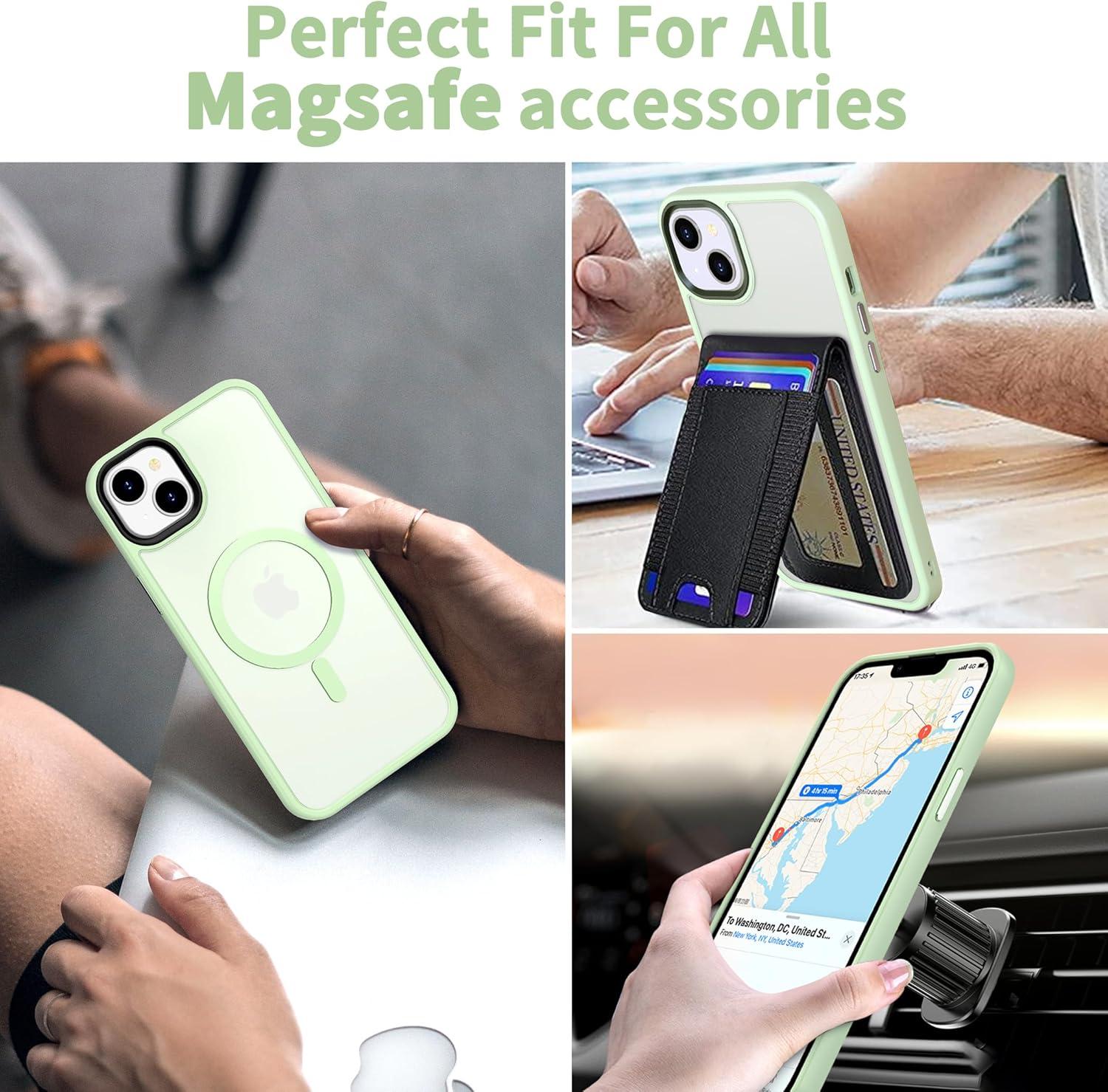imageCACOE Magnetic Case for iPhone 16 61 inch Compatible with MagSafe Thin Slim Fit AntiFingerprint Shockproof Bumper TPU Protective Cover for Women Men GirlsMatte BlackLight Green