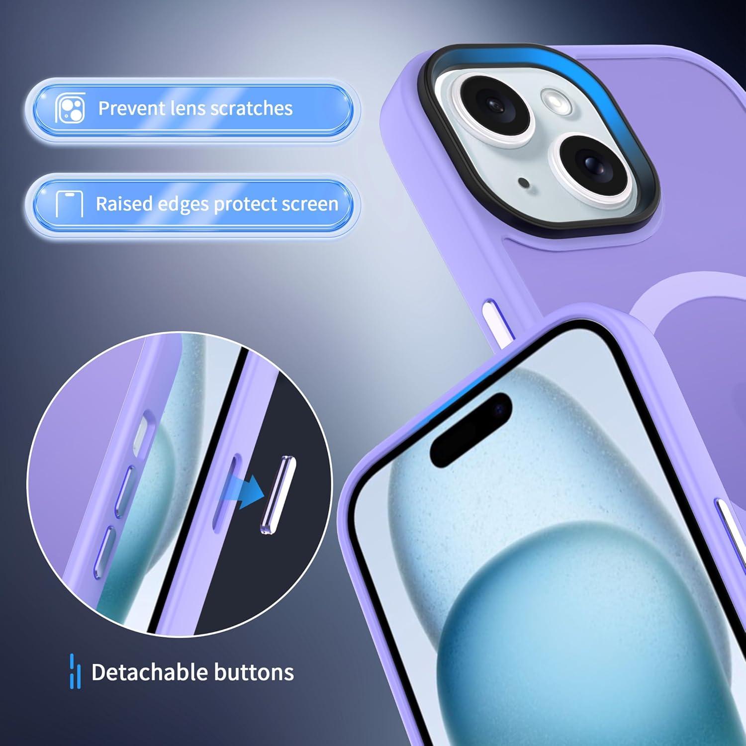 imageCACOE Magnetic Case for iPhone 16 61 inch Compatible with MagSafe Thin Slim Fit AntiFingerprint Shockproof Bumper TPU Protective Cover for Women Men GirlsMatte BlackLight Purple