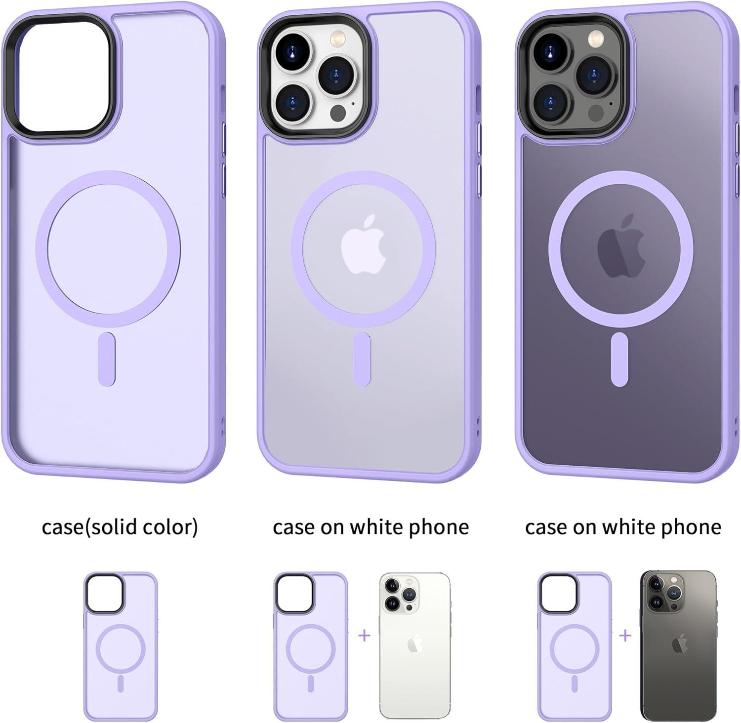 imageCACOE Magnetic Case for iPhone 16 61 inch Compatible with MagSafe Thin Slim Fit AntiFingerprint Shockproof Bumper TPU Protective Cover for Women Men GirlsMatte BlackLight Purple