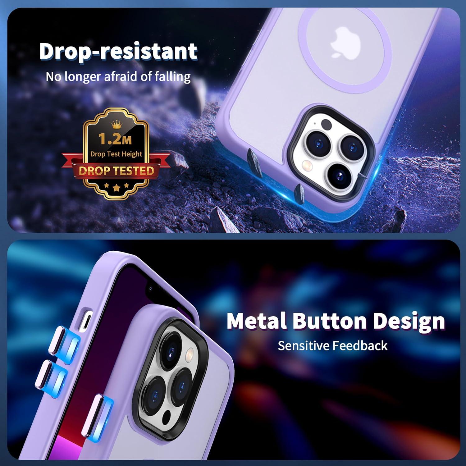 imageCACOE Magnetic Case for iPhone 16 61 inch Compatible with MagSafe Thin Slim Fit AntiFingerprint Shockproof Bumper TPU Protective Cover for Women Men GirlsMatte BlackLight Purple