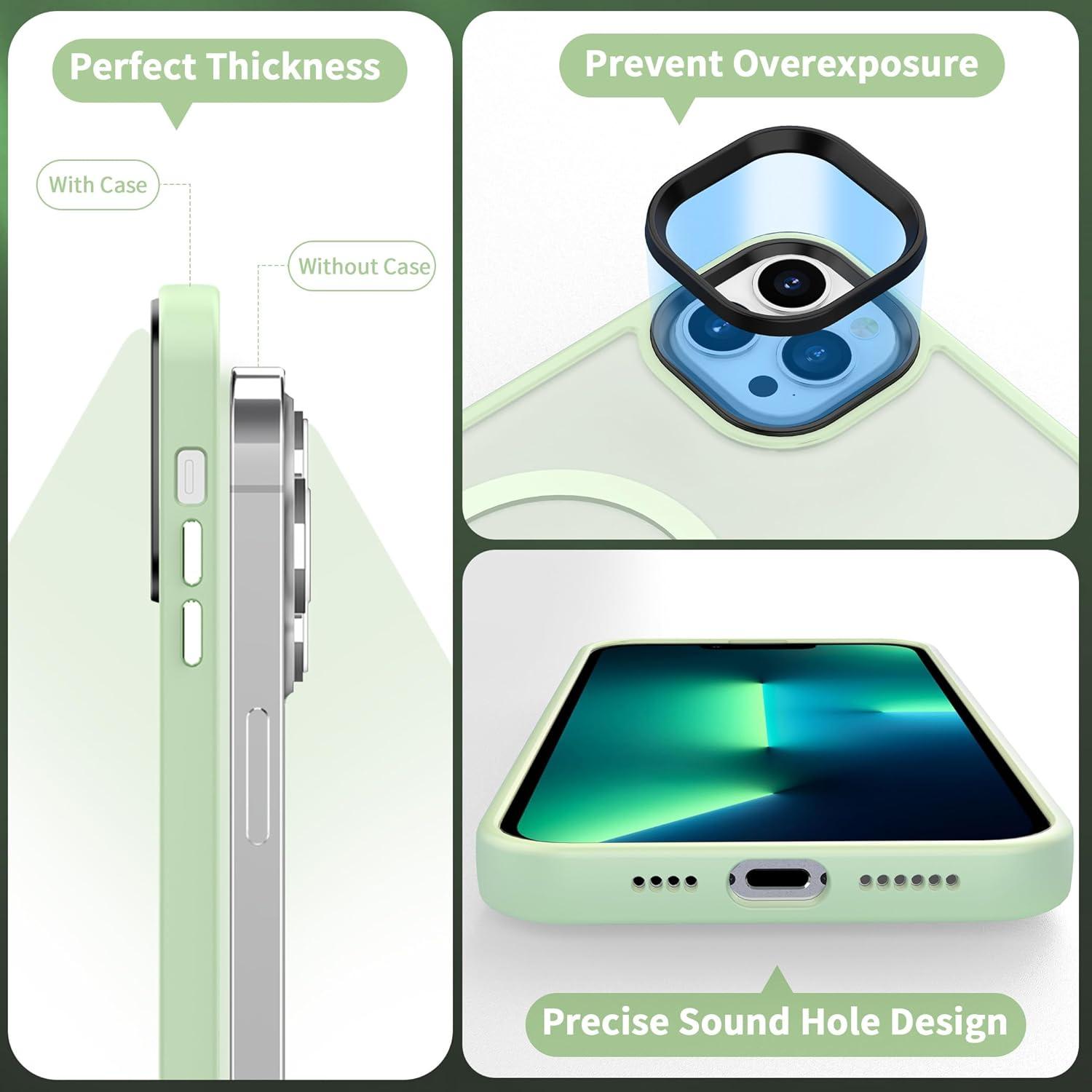 imageCACOE Magnetic Case for iPhone 16 61 inch Compatible with MagSafe Thin Slim Fit AntiFingerprint Shockproof Bumper TPU Protective Cover for Women Men GirlsMatte BlackLight Green