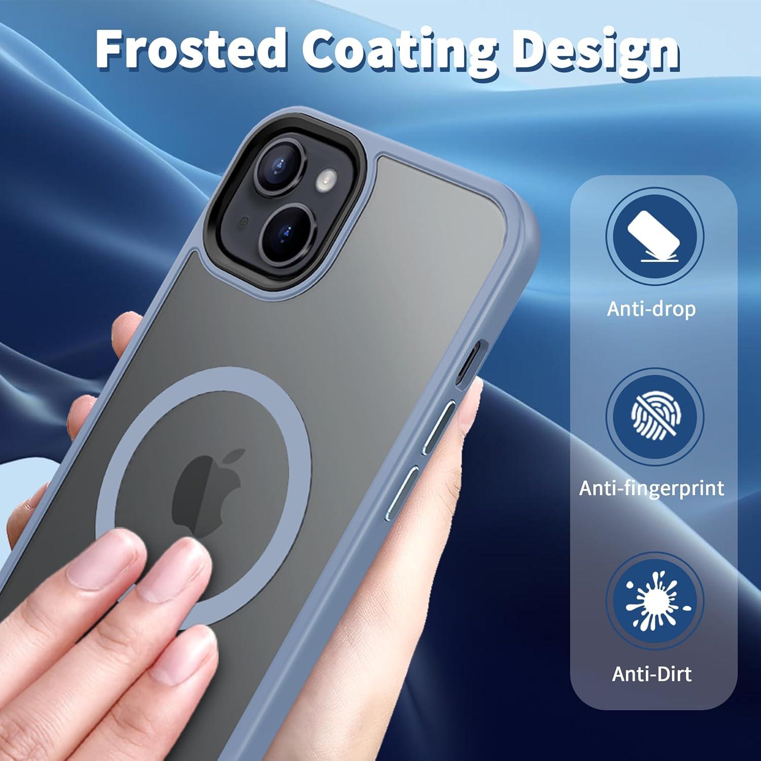 imageCACOE Magnetic Case for iPhone 16 61 inch Compatible with MagSafe Thin Slim Fit AntiFingerprint Shockproof Bumper TPU Protective Cover for Women Men GirlsMatte BlackLight Blue