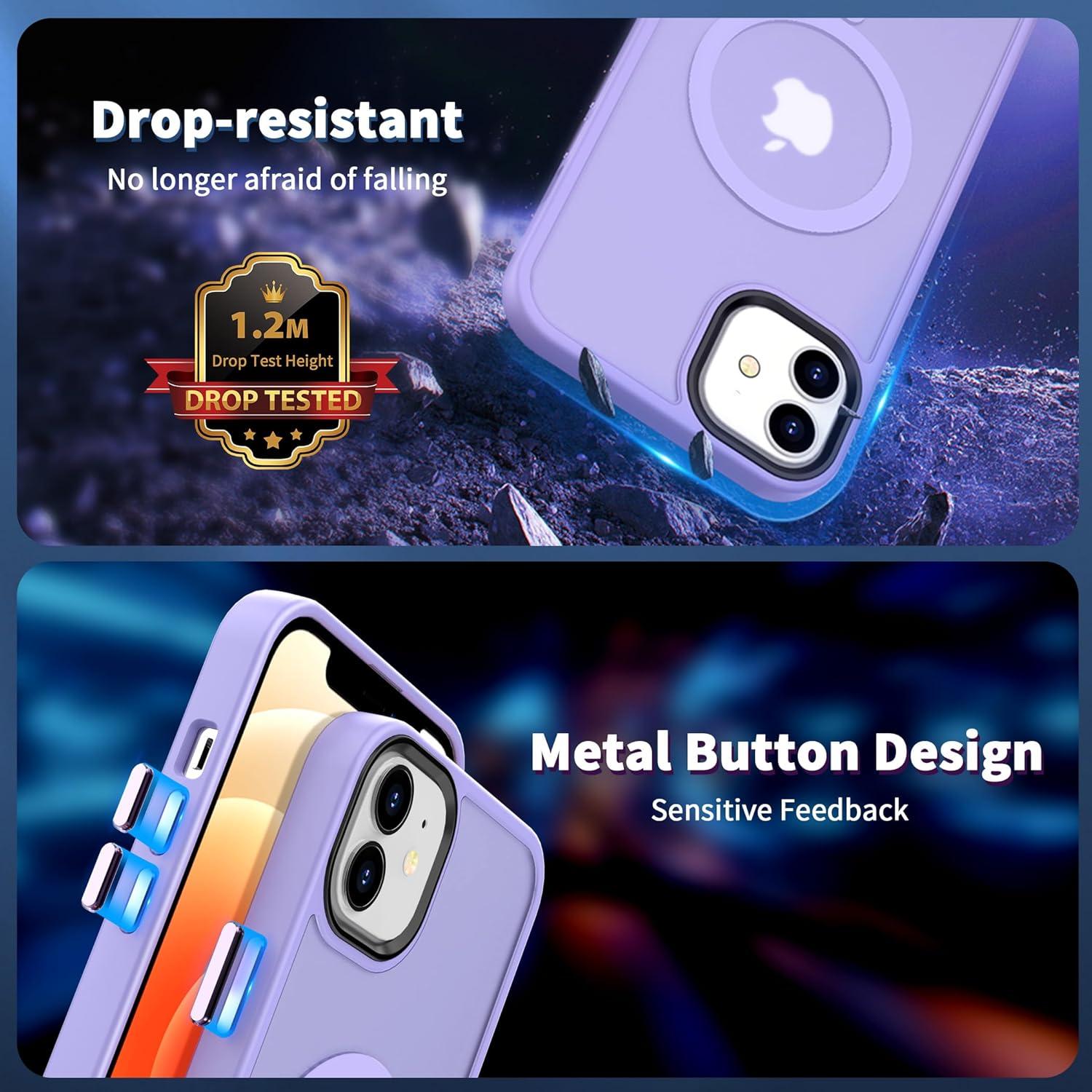 imageCACOE Magnetic Case for iPhone 16 61 inch Compatible with MagSafe Thin Slim Fit AntiFingerprint Shockproof Bumper TPU Protective Cover for Women Men GirlsMatte BlackLight Purple