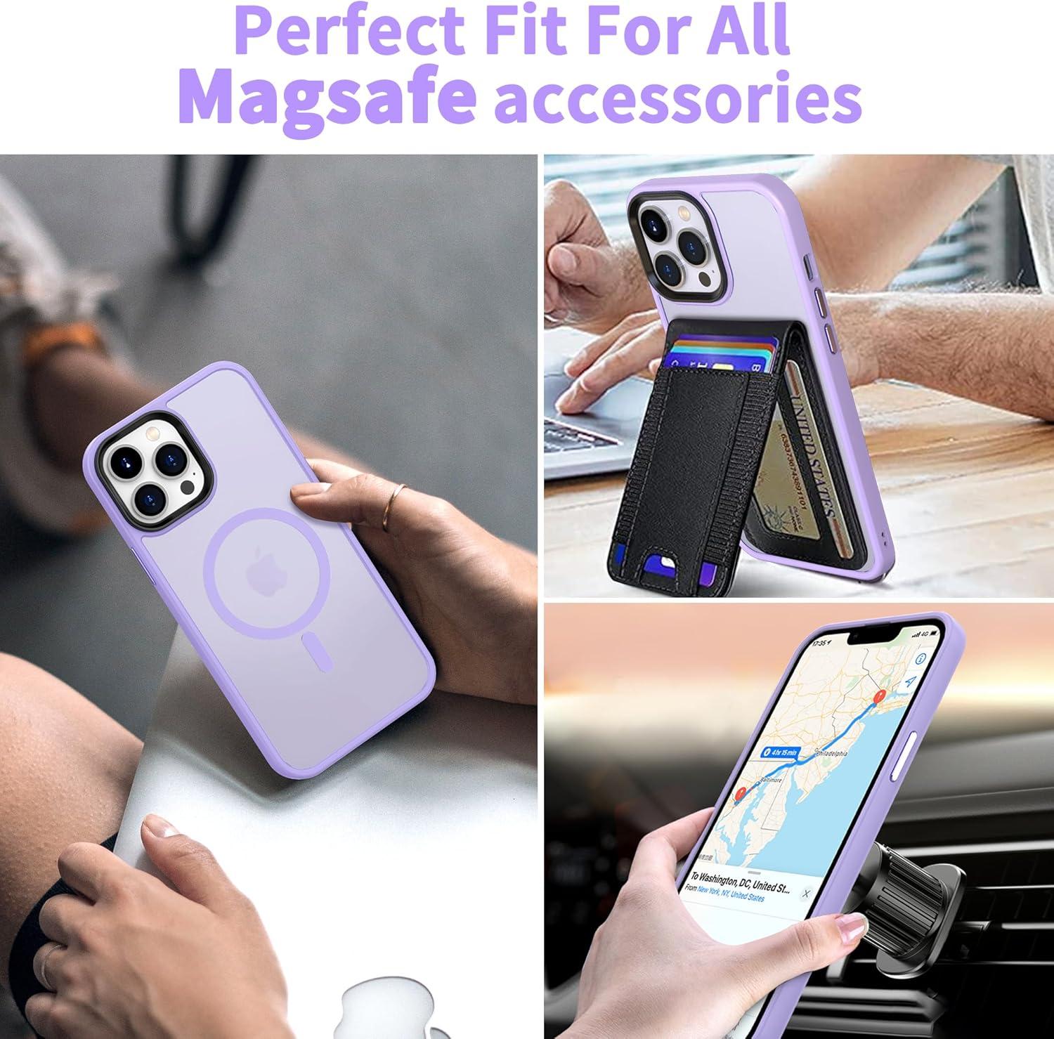 imageCACOE Magnetic Case for iPhone 16 61 inch Compatible with MagSafe Thin Slim Fit AntiFingerprint Shockproof Bumper TPU Protective Cover for Women Men GirlsMatte BlackLight Purple