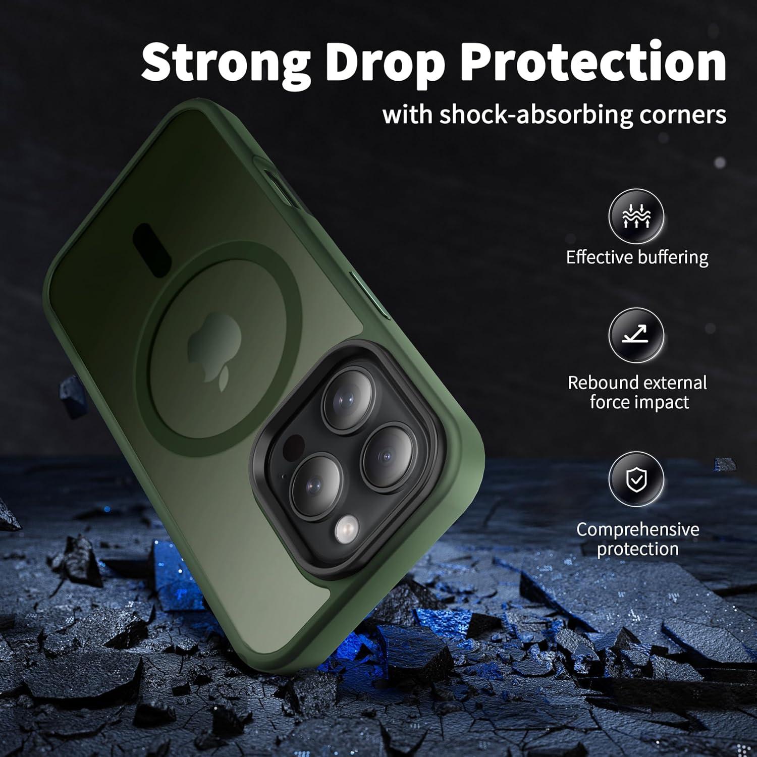 imageCACOE Magnetic Case for iPhone 16 61 inch Compatible with MagSafe Thin Slim Fit AntiFingerprint Shockproof Bumper TPU Protective Cover for Women Men GirlsMatte BlackDark Green