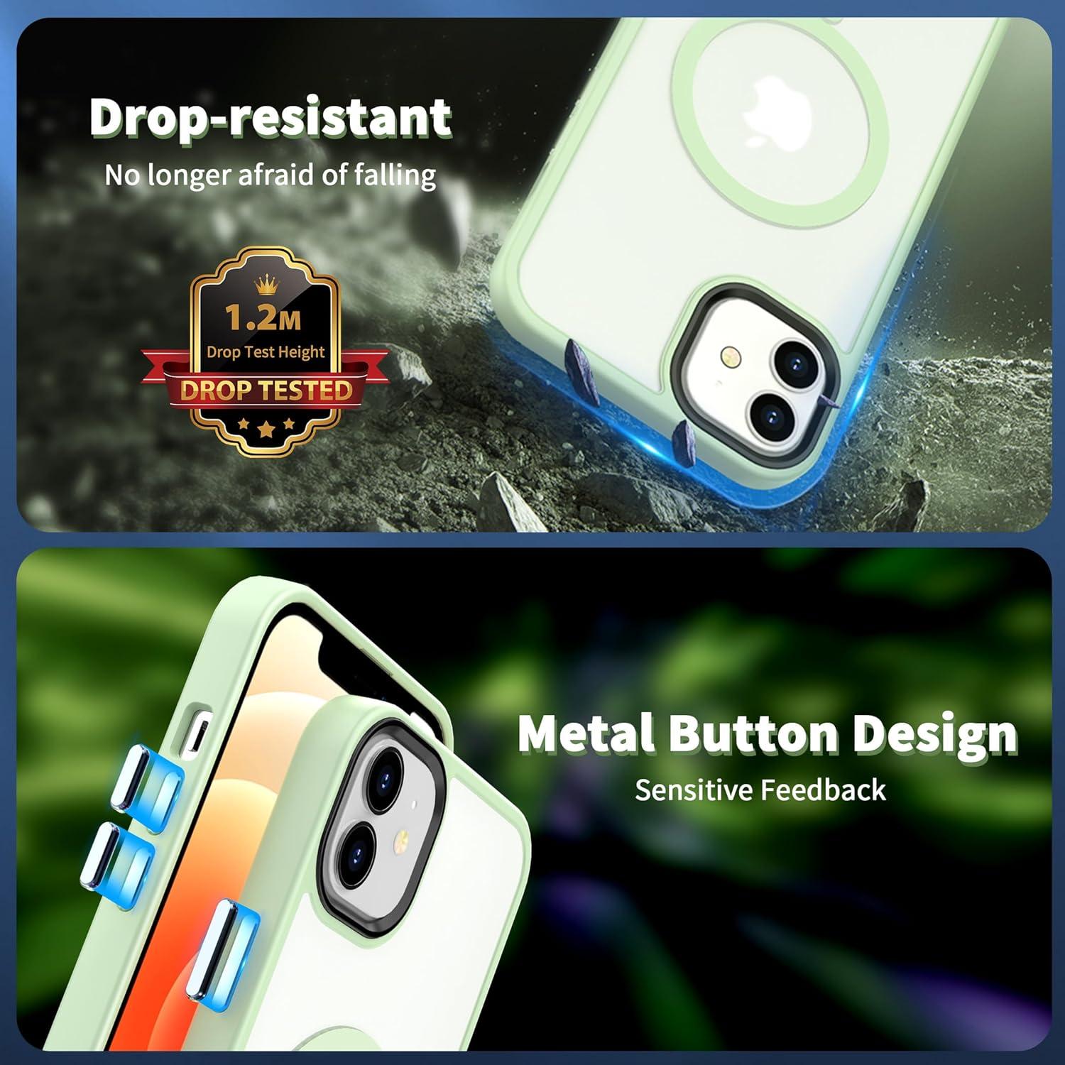 imageCACOE Magnetic Case for iPhone 16 61 inch Compatible with MagSafe Thin Slim Fit AntiFingerprint Shockproof Bumper TPU Protective Cover for Women Men GirlsMatte BlackLight Green