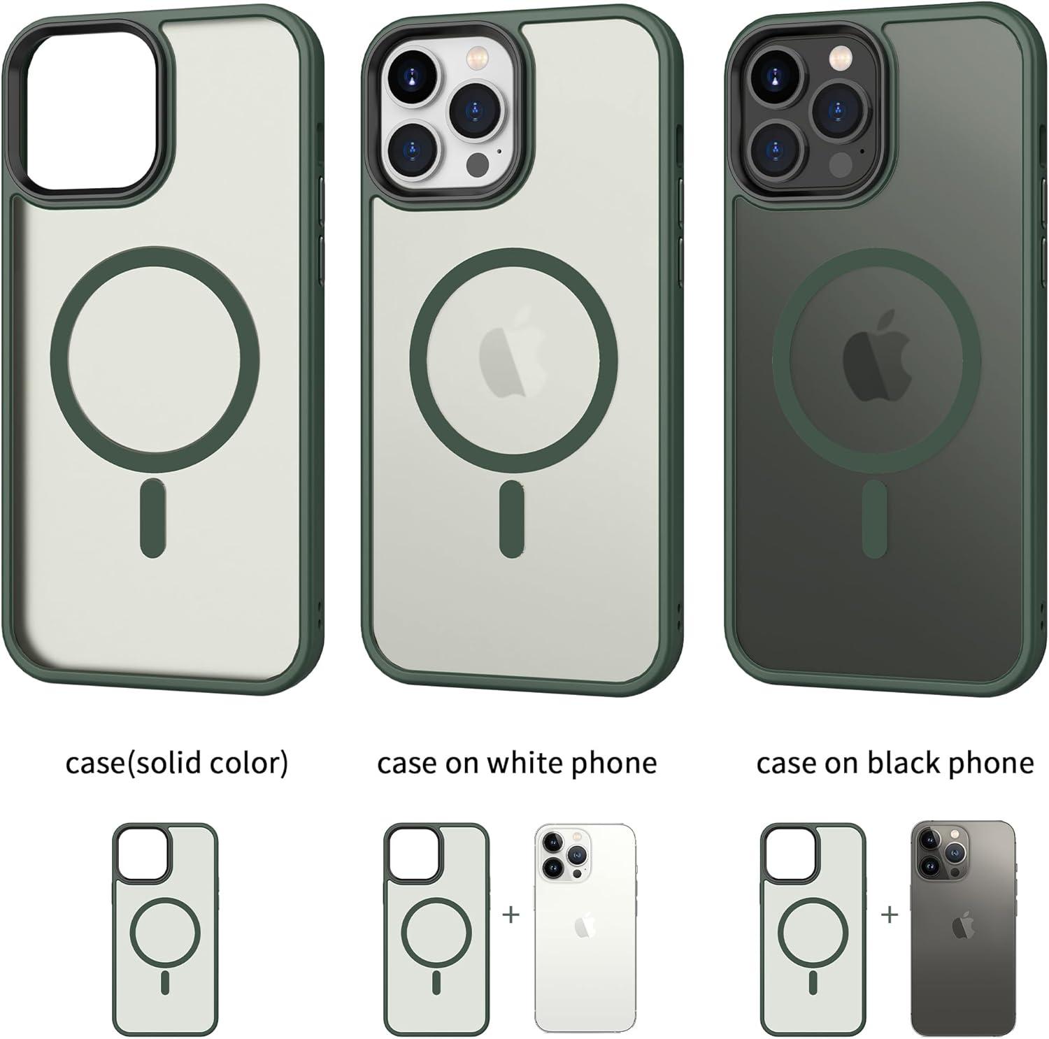 imageCACOE Magnetic Case for iPhone 16 61 inch Compatible with MagSafe Thin Slim Fit AntiFingerprint Shockproof Bumper TPU Protective Cover for Women Men GirlsMatte BlackDark Green