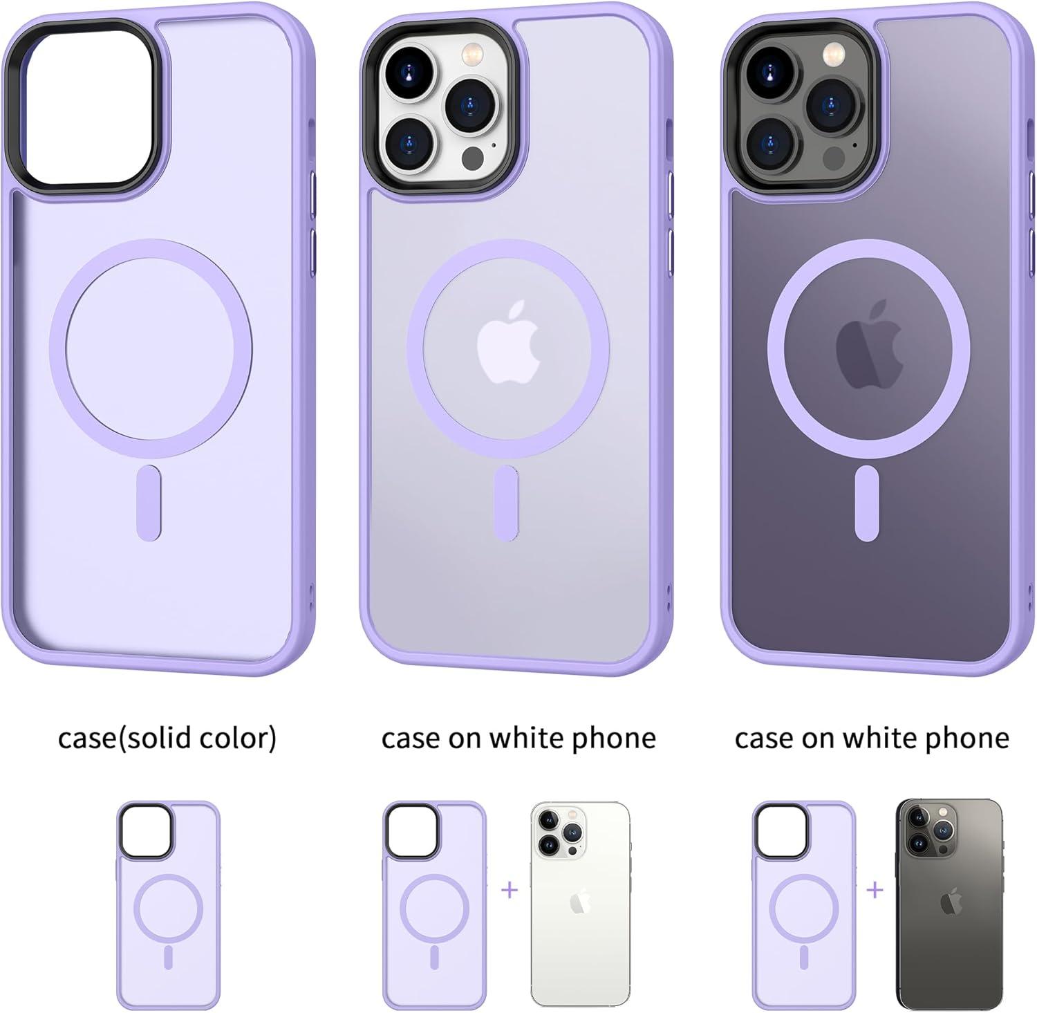 imageCACOE Magnetic Case for iPhone 16 61 inch Compatible with MagSafe Thin Slim Fit AntiFingerprint Shockproof Bumper TPU Protective Cover for Women Men GirlsMatte BlackLight Purple