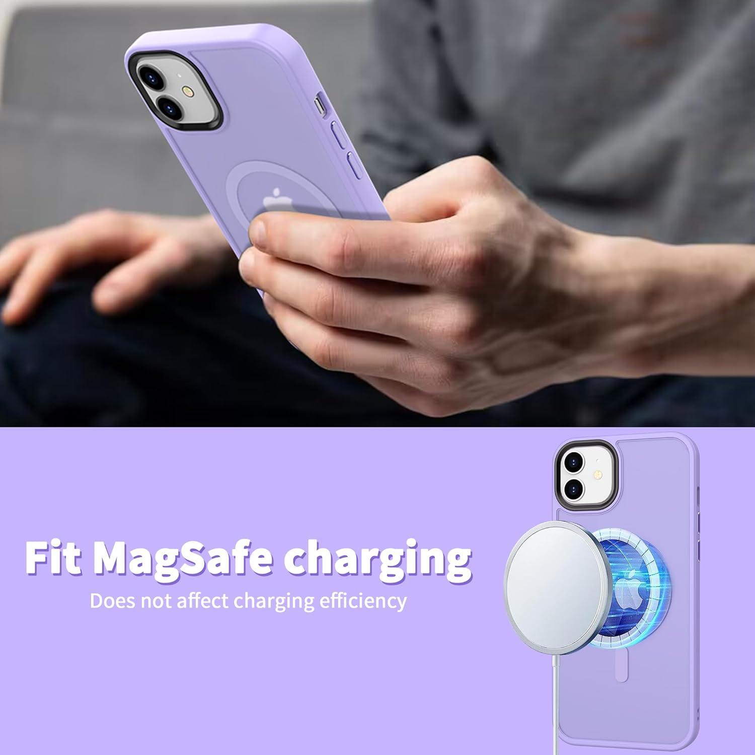 imageCACOE Magnetic Case for iPhone 16 61 inch Compatible with MagSafe Thin Slim Fit AntiFingerprint Shockproof Bumper TPU Protective Cover for Women Men GirlsMatte BlackLight Purple