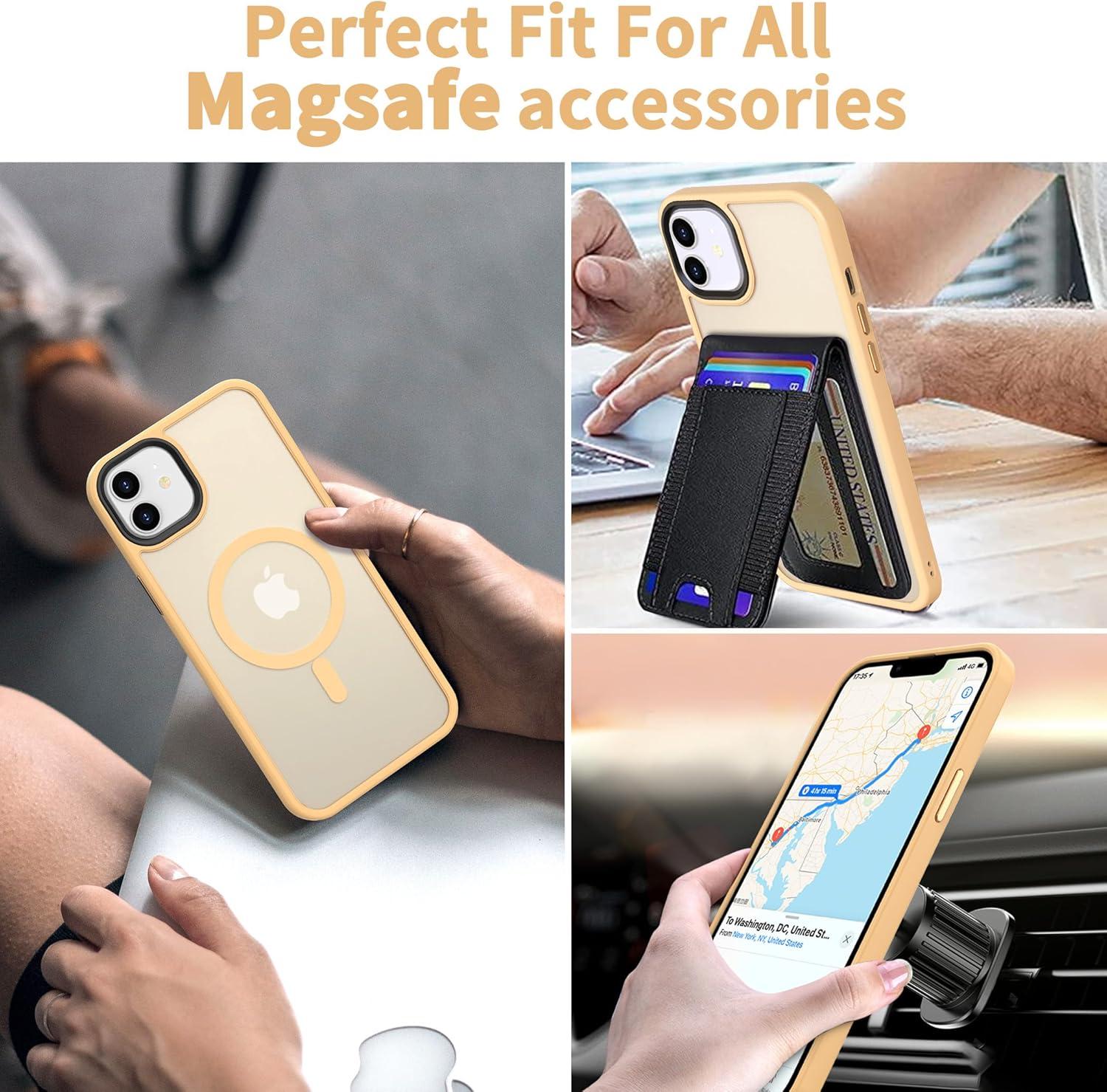 imageCACOE Magnetic Case for iPhone 16 61 inch Compatible with MagSafe Thin Slim Fit AntiFingerprint Shockproof Bumper TPU Protective Cover for Women Men GirlsMatte BlackYellow