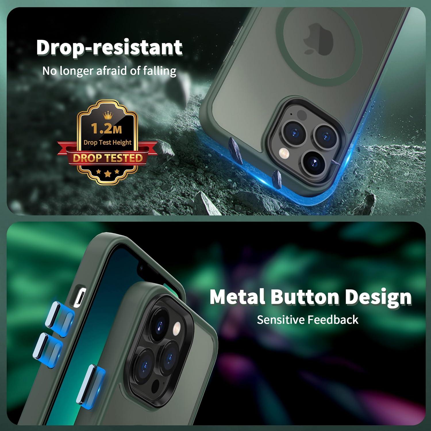 imageCACOE Magnetic Case for iPhone 16 61 inch Compatible with MagSafe Thin Slim Fit AntiFingerprint Shockproof Bumper TPU Protective Cover for Women Men GirlsMatte BlackDark Green