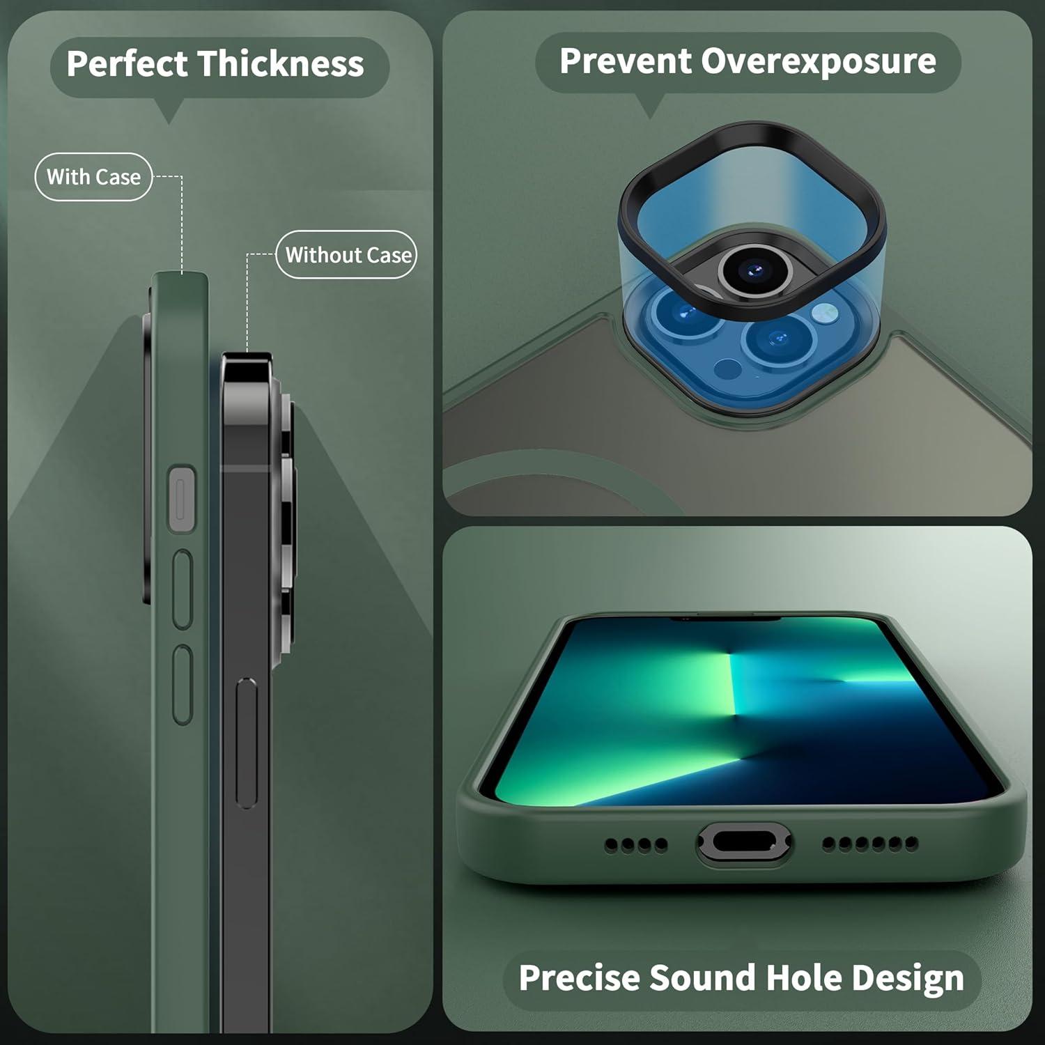 imageCACOE Magnetic Case for iPhone 16 61 inch Compatible with MagSafe Thin Slim Fit AntiFingerprint Shockproof Bumper TPU Protective Cover for Women Men GirlsMatte BlackDark Green