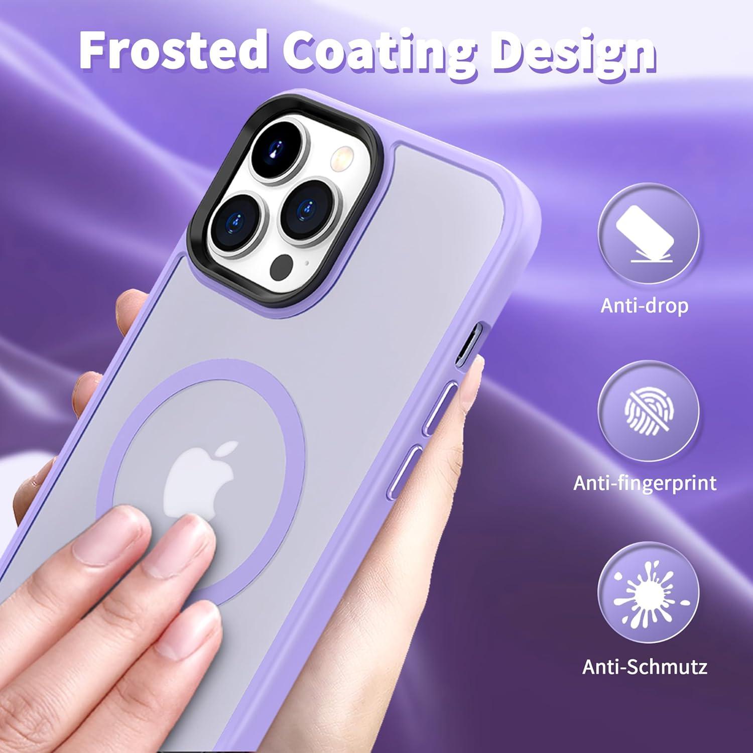 imageCACOE Magnetic Case for iPhone 16 61 inch Compatible with MagSafe Thin Slim Fit AntiFingerprint Shockproof Bumper TPU Protective Cover for Women Men GirlsMatte BlackLight Purple