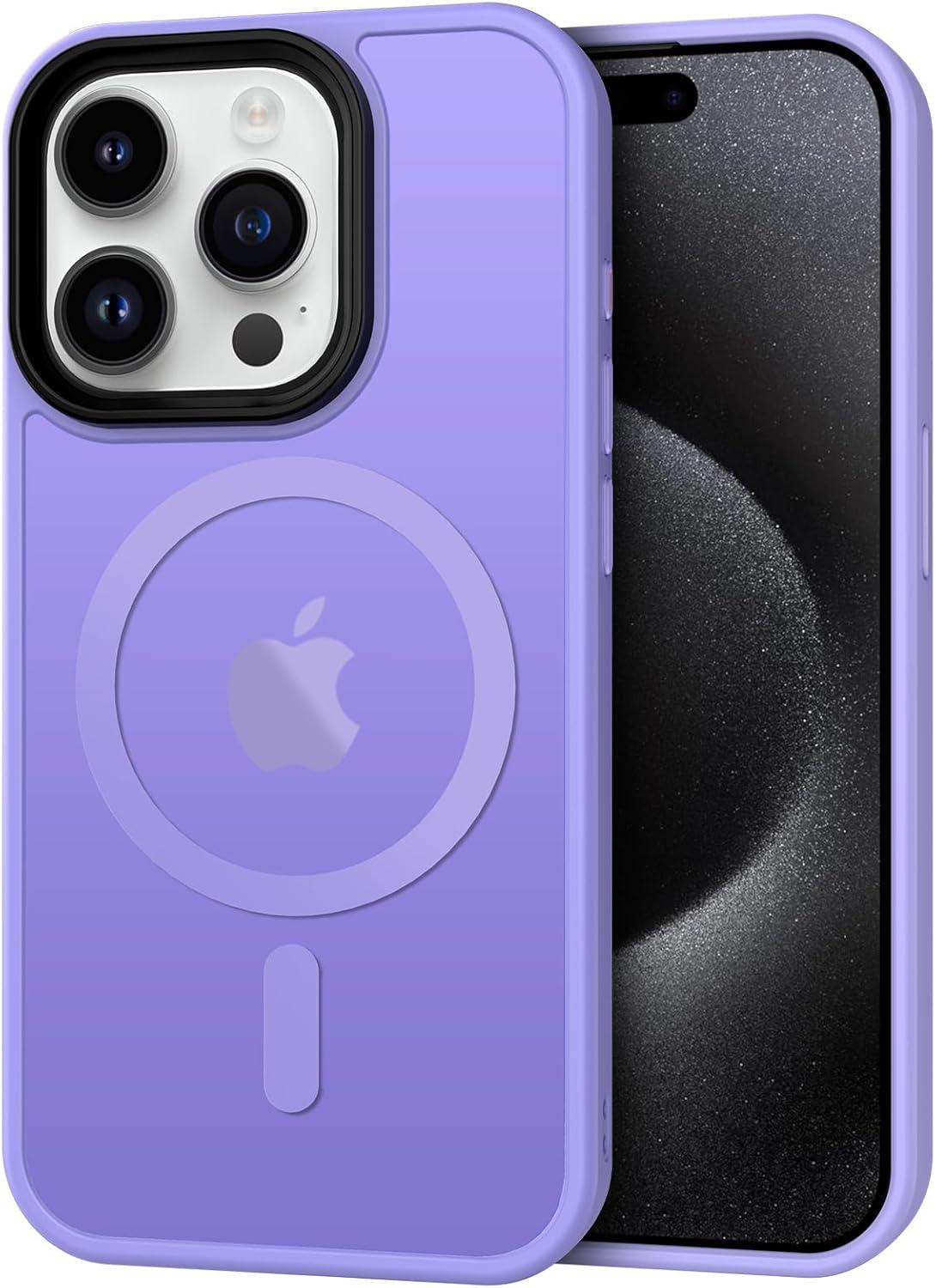 imageCACOE Magnetic Case for iPhone 16 61 inch Compatible with MagSafe Thin Slim Fit AntiFingerprint Shockproof Bumper TPU Protective Cover for Women Men GirlsMatte BlackLight Purple
