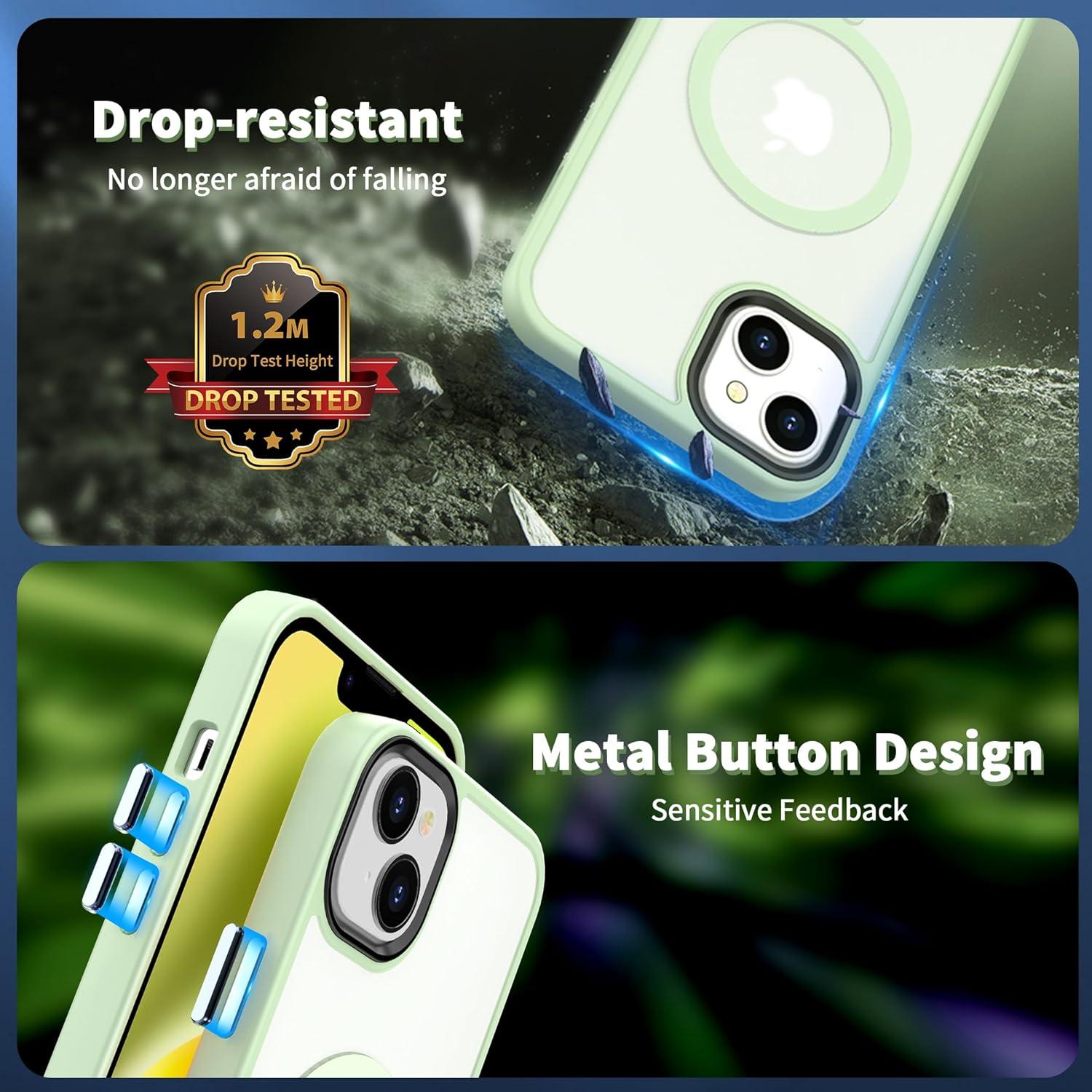 imageCACOE Magnetic Case for iPhone 16 61 inch Compatible with MagSafe Thin Slim Fit AntiFingerprint Shockproof Bumper TPU Protective Cover for Women Men GirlsMatte BlackLight Green